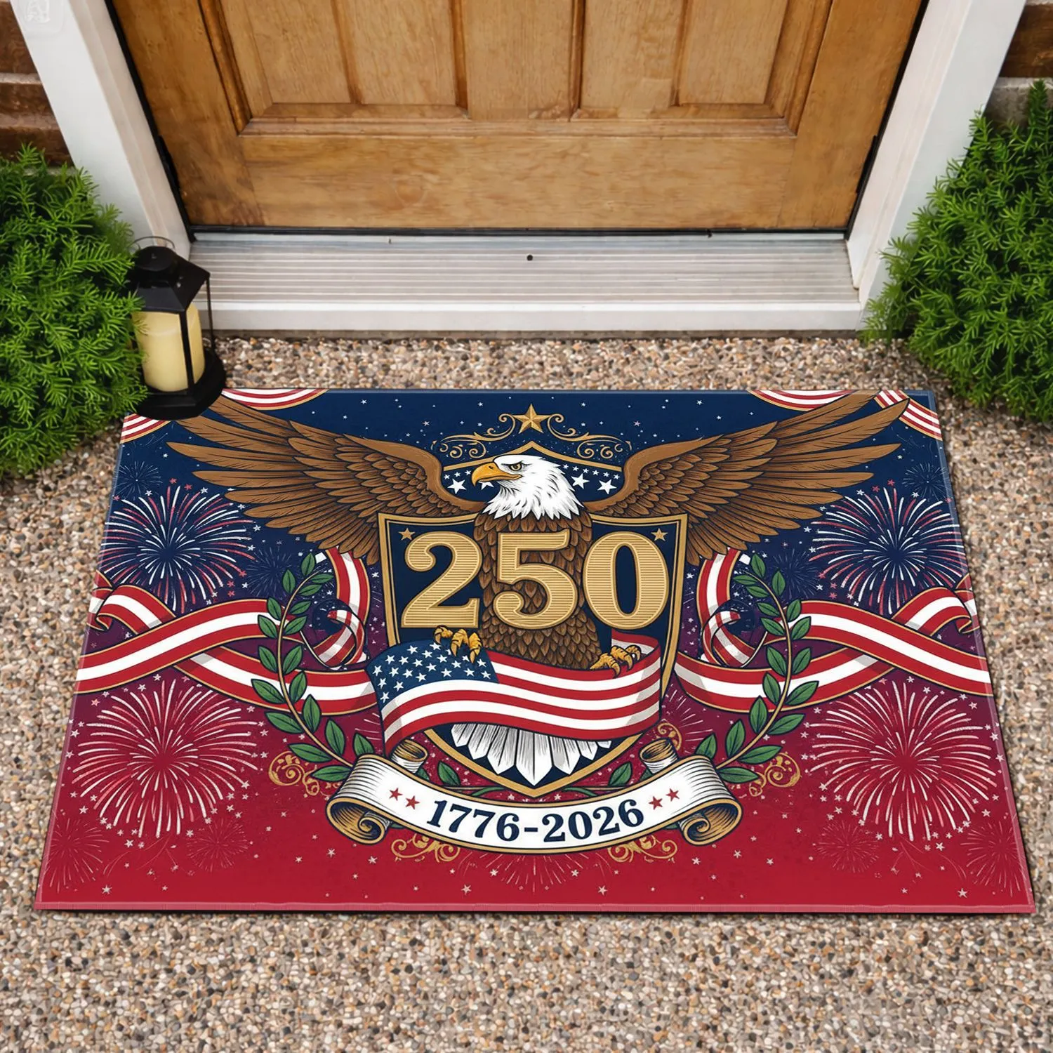 Bald Eagle American Flag 1776-2026 - USA 250th Anniversary Patriotic Gift for Veterans Doormat - 1