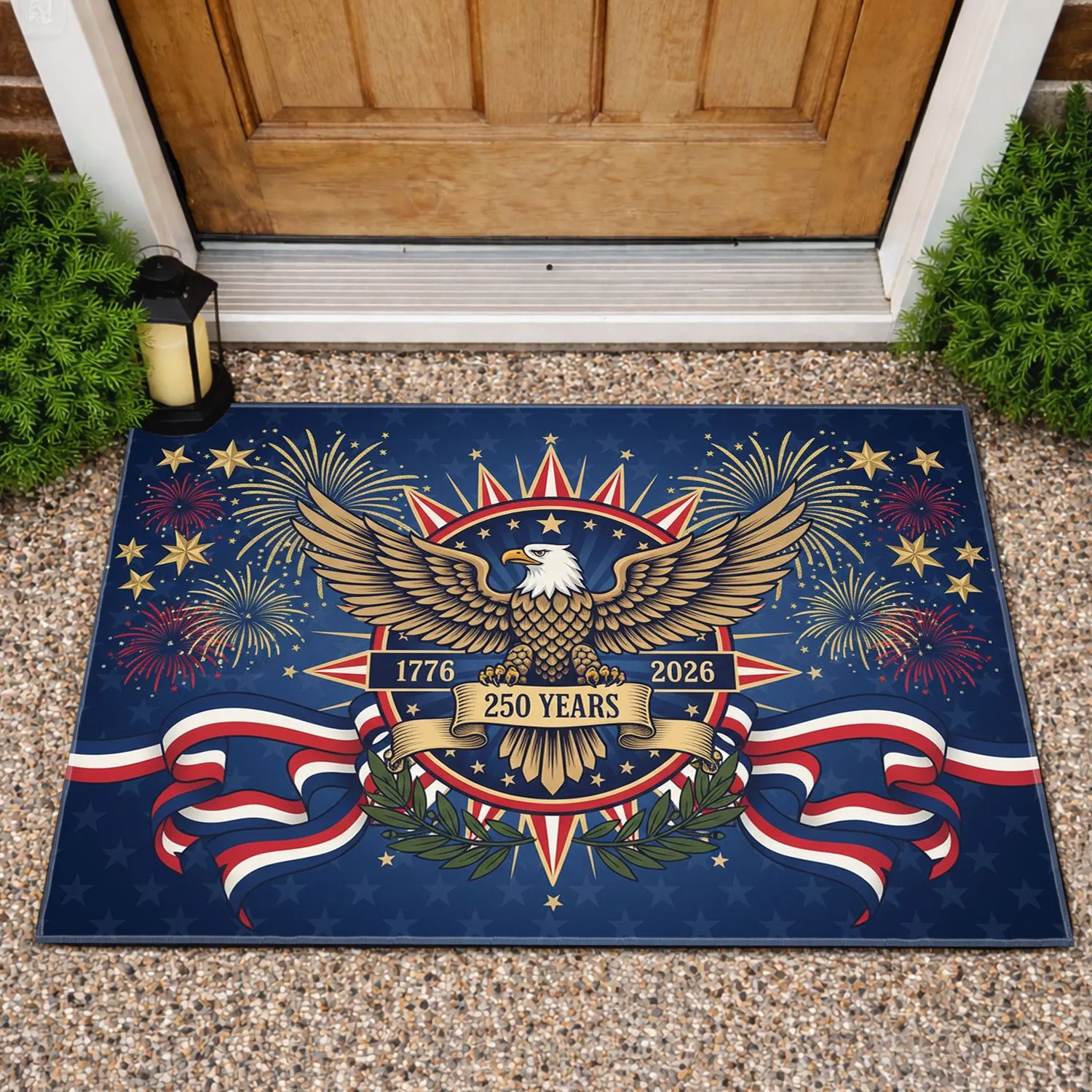 Bald Eagle American Flag 1776-2026 - USA 250th Anniversary Freedom Celebration Doormat - 1
