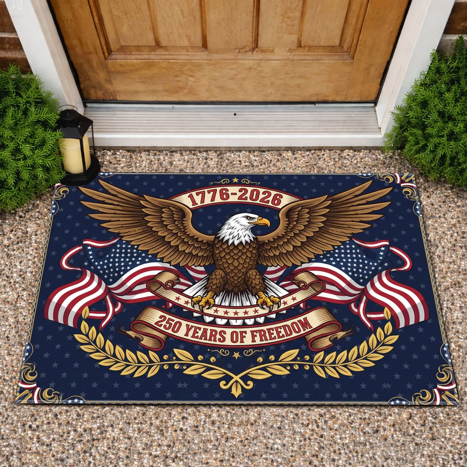 Patriotic Bald Eagle American Flag 1776-2026 - USA 250th Anniversary Independence Day Doormat - 1