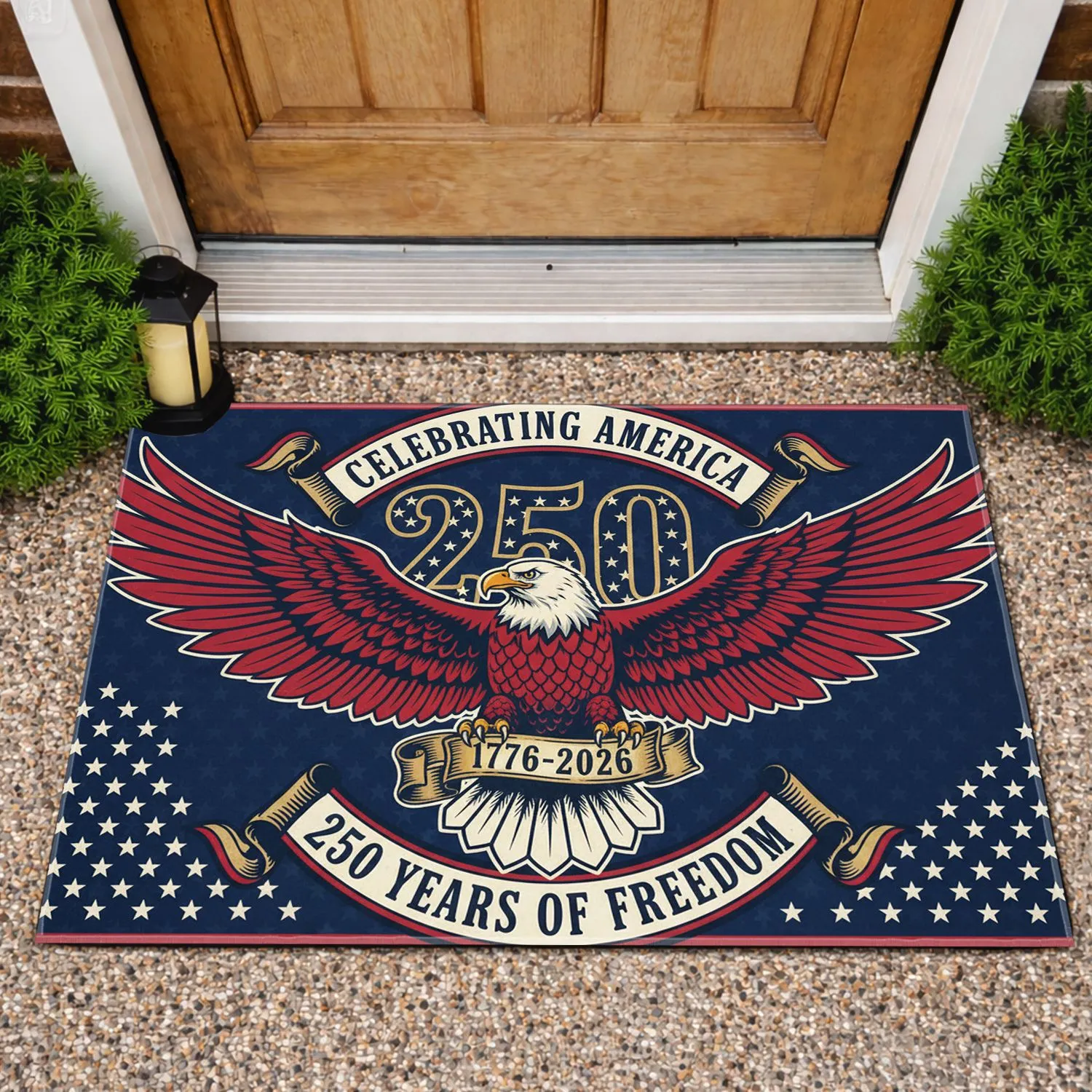 Bald Eagle American Flag 1776-2026 - USA 250th Anniversary Independence Day for Veterans Doormat - 1