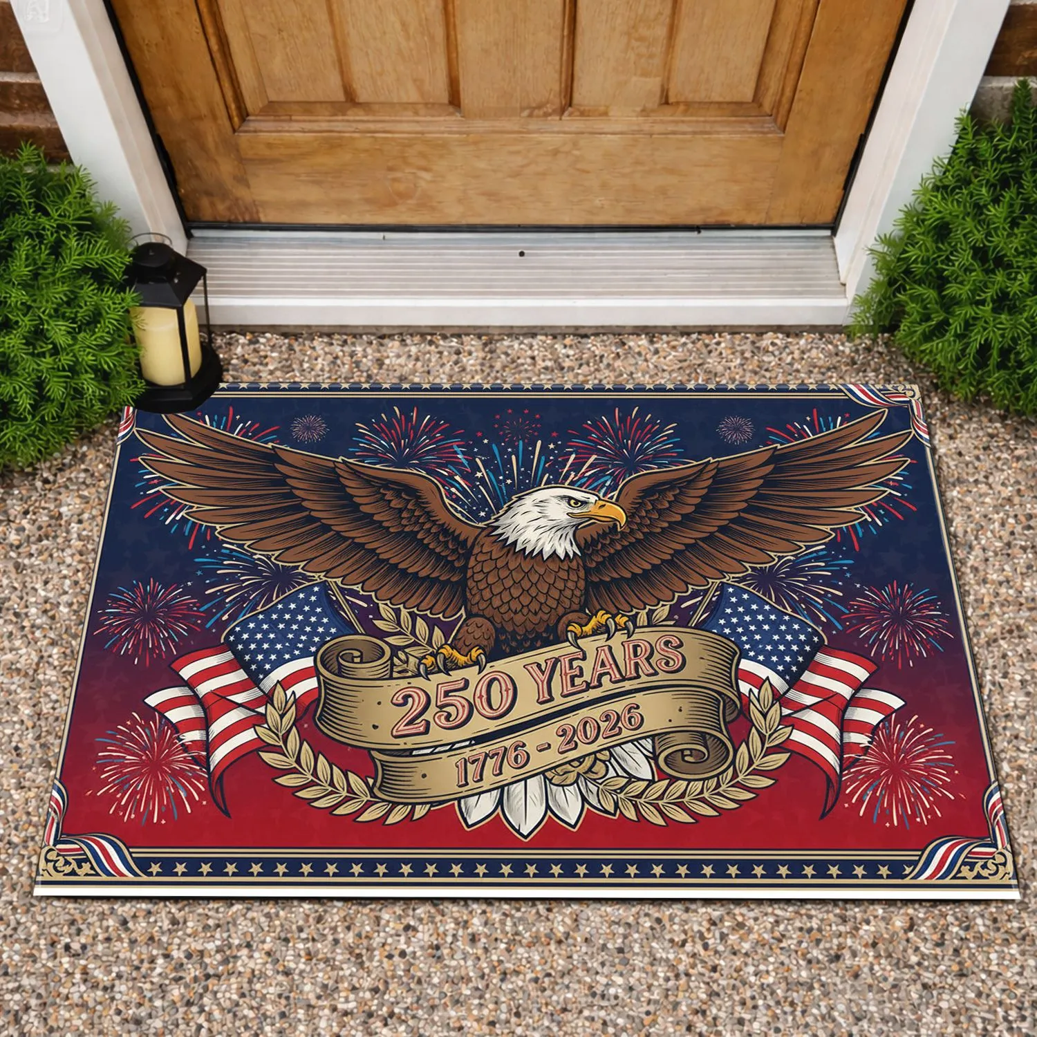 Bald Eagle American Flag 1776-2026 - USA 250th Anniversary Patriotic Decor Doormat - 1