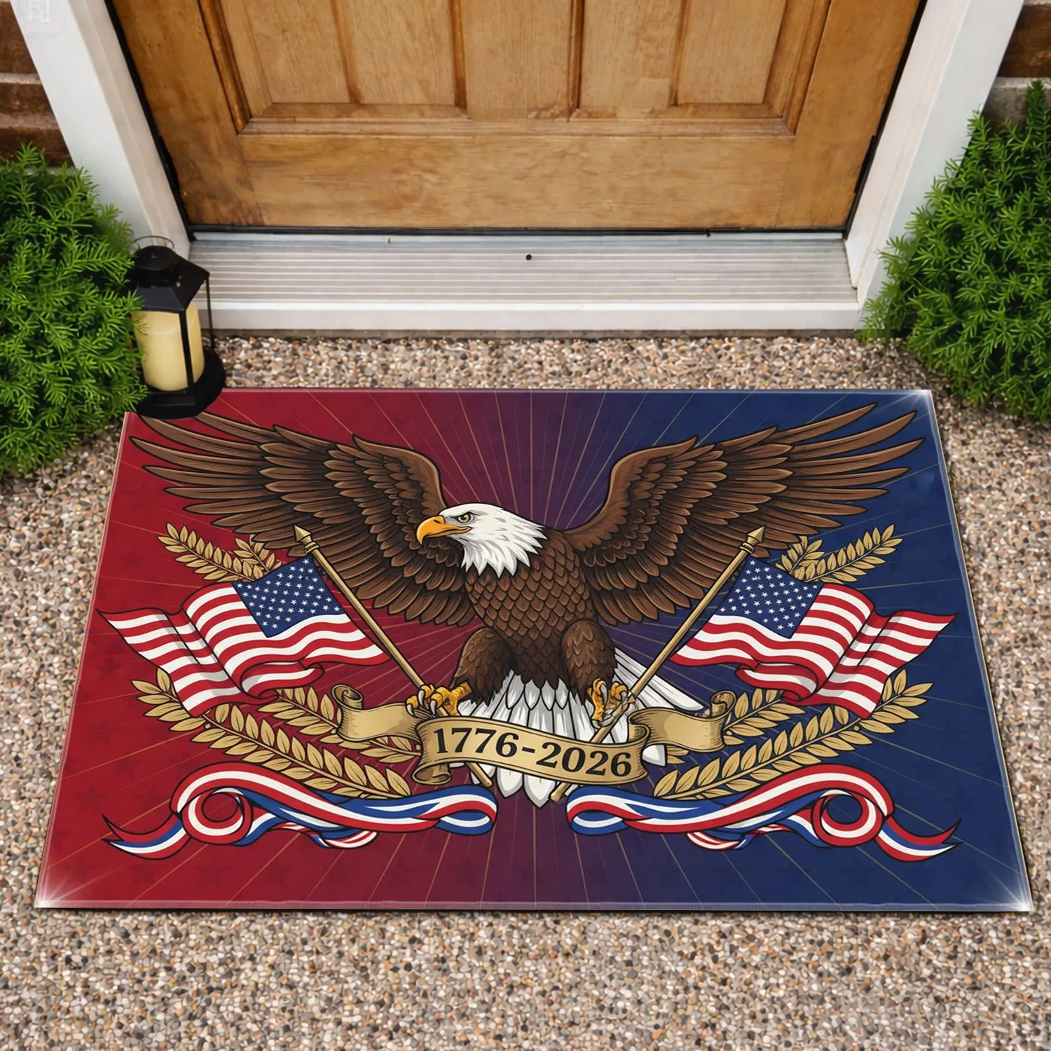 Bald Eagle American Flag 1776-2026 - USA 250th Anniversary Patriotic Gift for Veterans Doormat - 1
