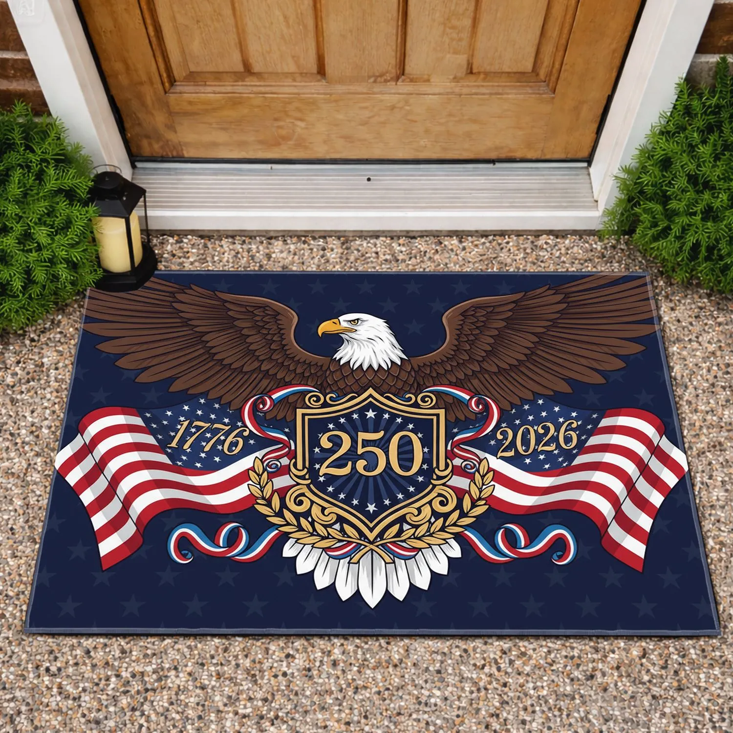 Bald Eagle American Flag 1776-2026 - USA 250th Anniversary Independence Day Celebration Doormat - 1