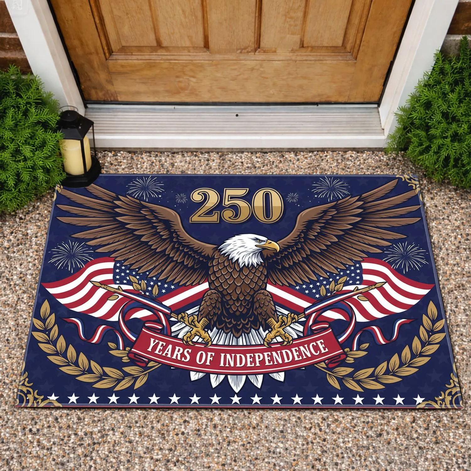 Bald Eagle American Flag 1776-2026 - Patriotic USA 250th Anniversary Independence Day Doormat - 1