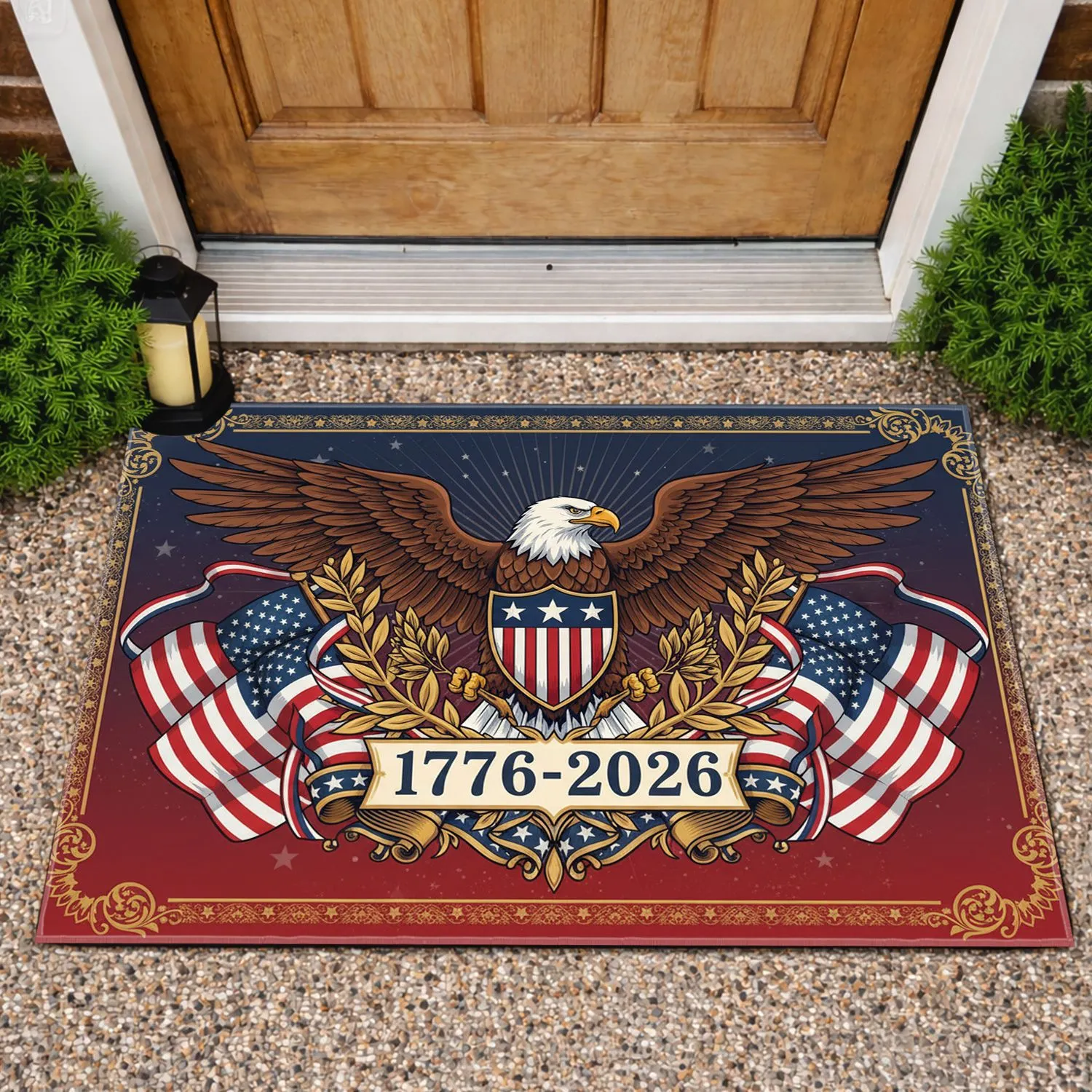 Bald Eagle American Flag Shield 1776-2026 - USA 250th Anniversary Independence Day Doormat - 1