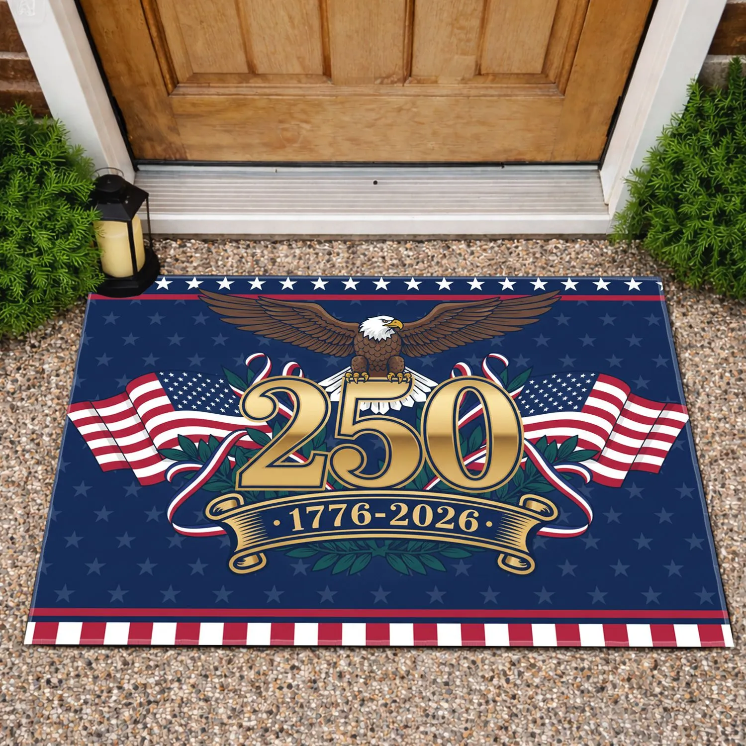 Bald Eagle American Flag 250th Anniversary 1776-2026 - Independence Day Gift for Veterans Doormat - 1