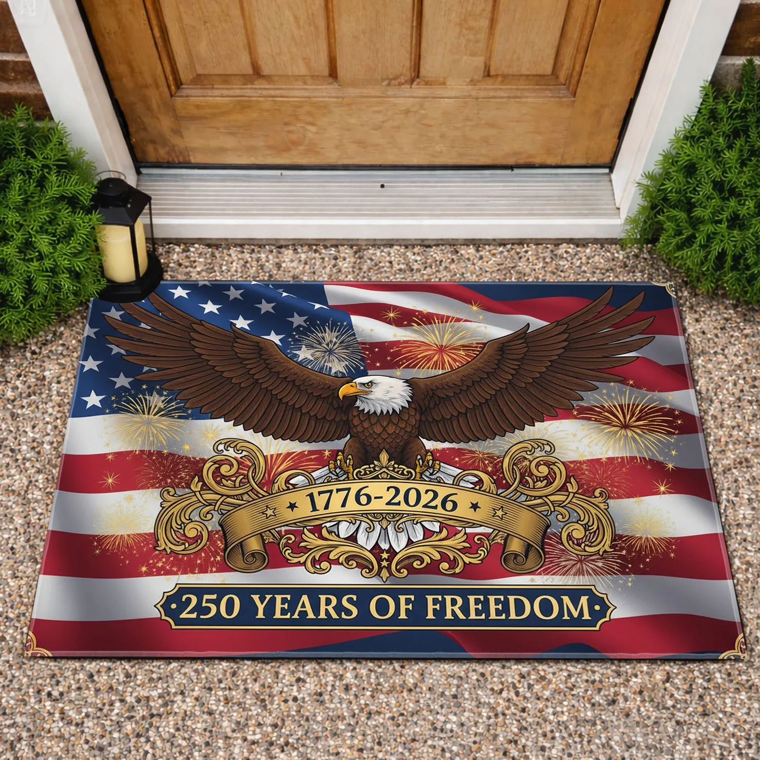 Bald Eagle American Flag 1776-2026 - USA 250th Anniversary Freedom Celebration Doormat - 1