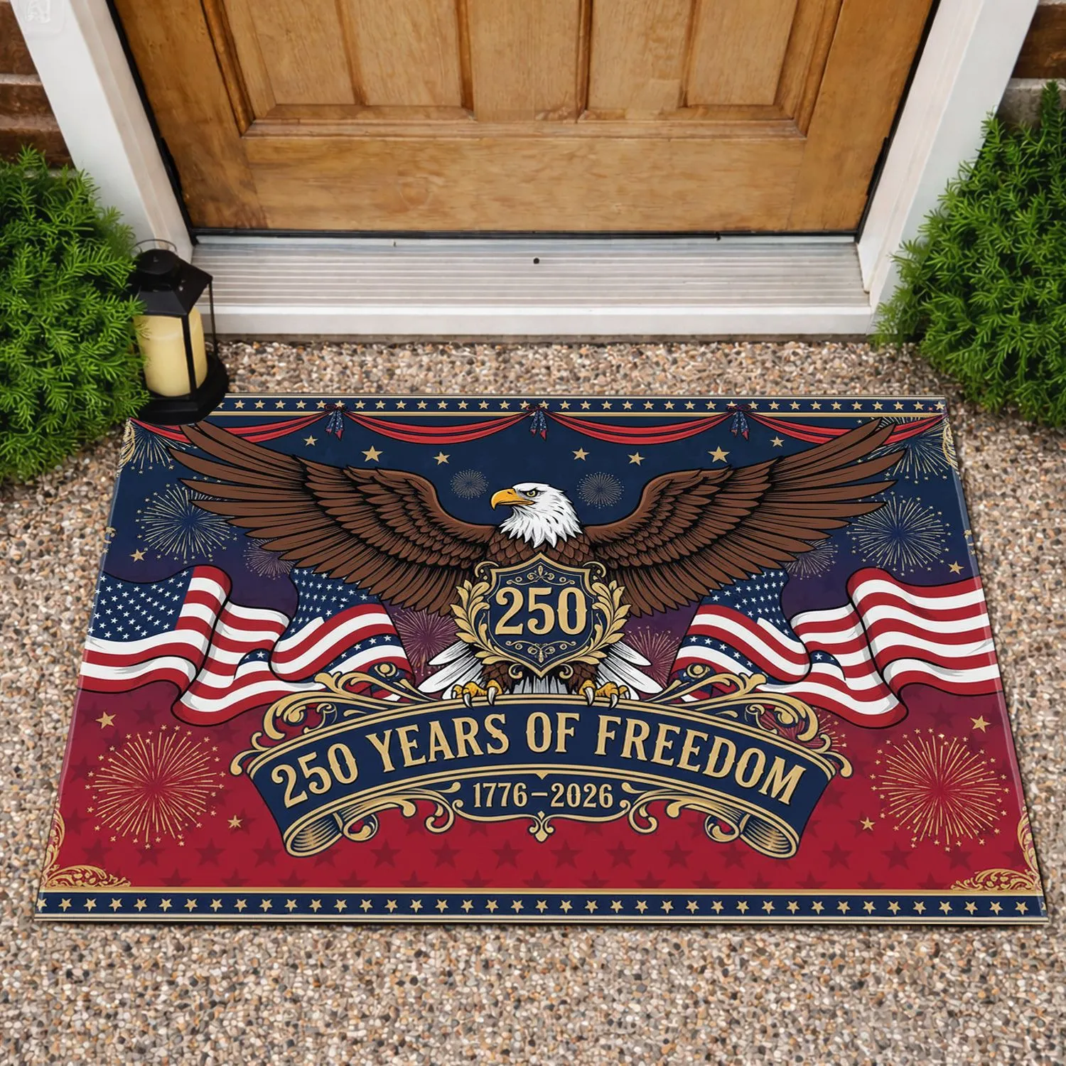 Bald Eagle American Flag 1776-2026 - USA 250th Anniversary Independence Day Gift for Veterans Doormat - 1