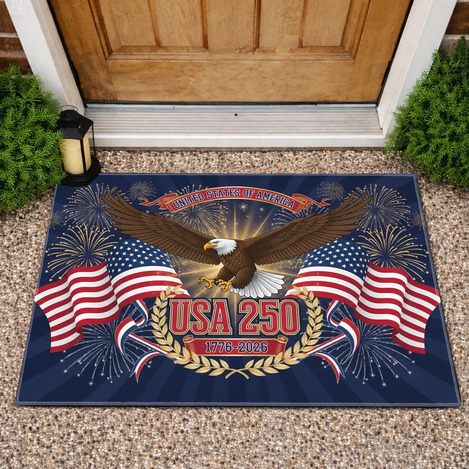 Bald Eagle American Flag 1776-2026 - USA 250th Anniversary Independence Day Doormat - 1
