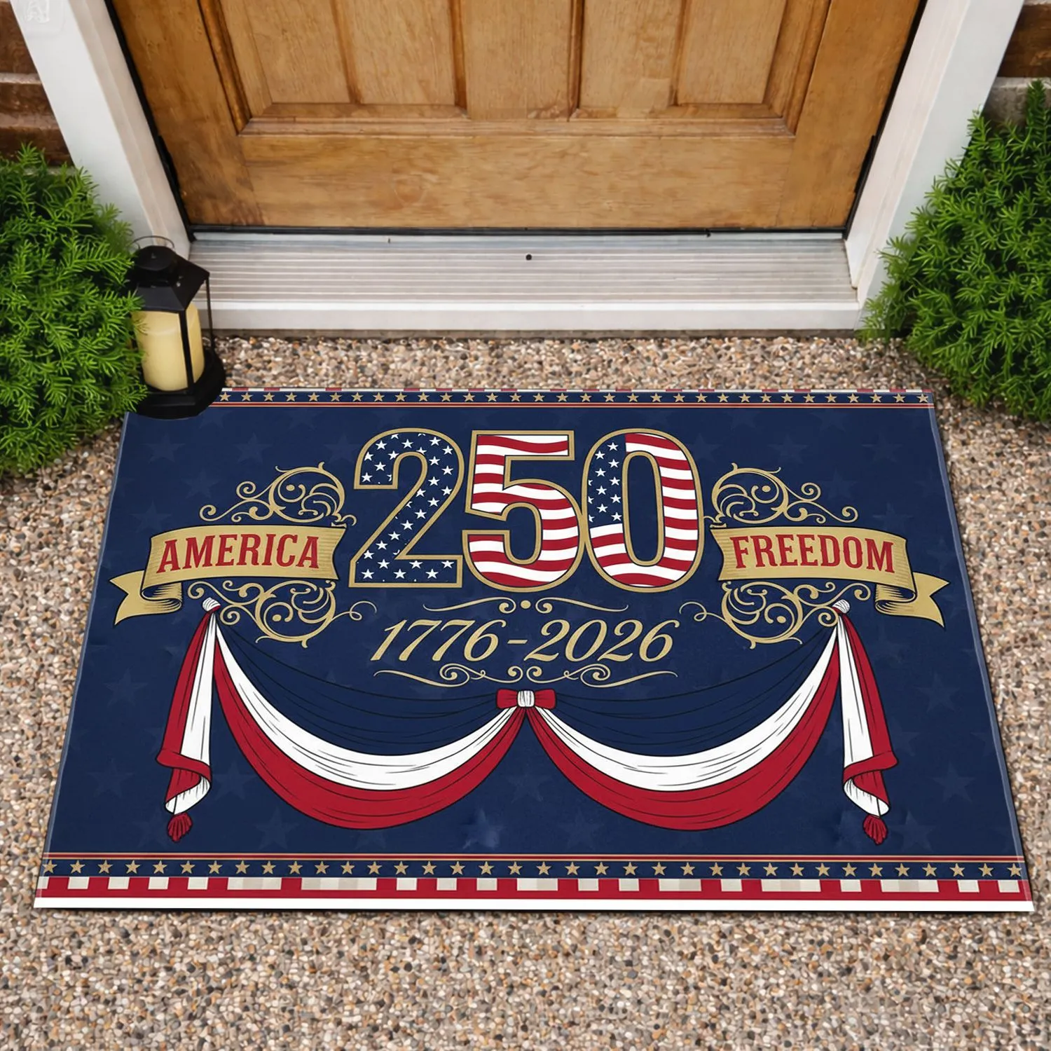 250 Emblem American Flag 1776-2026 - America Freedom Patriotic Celebration Doormat - 1