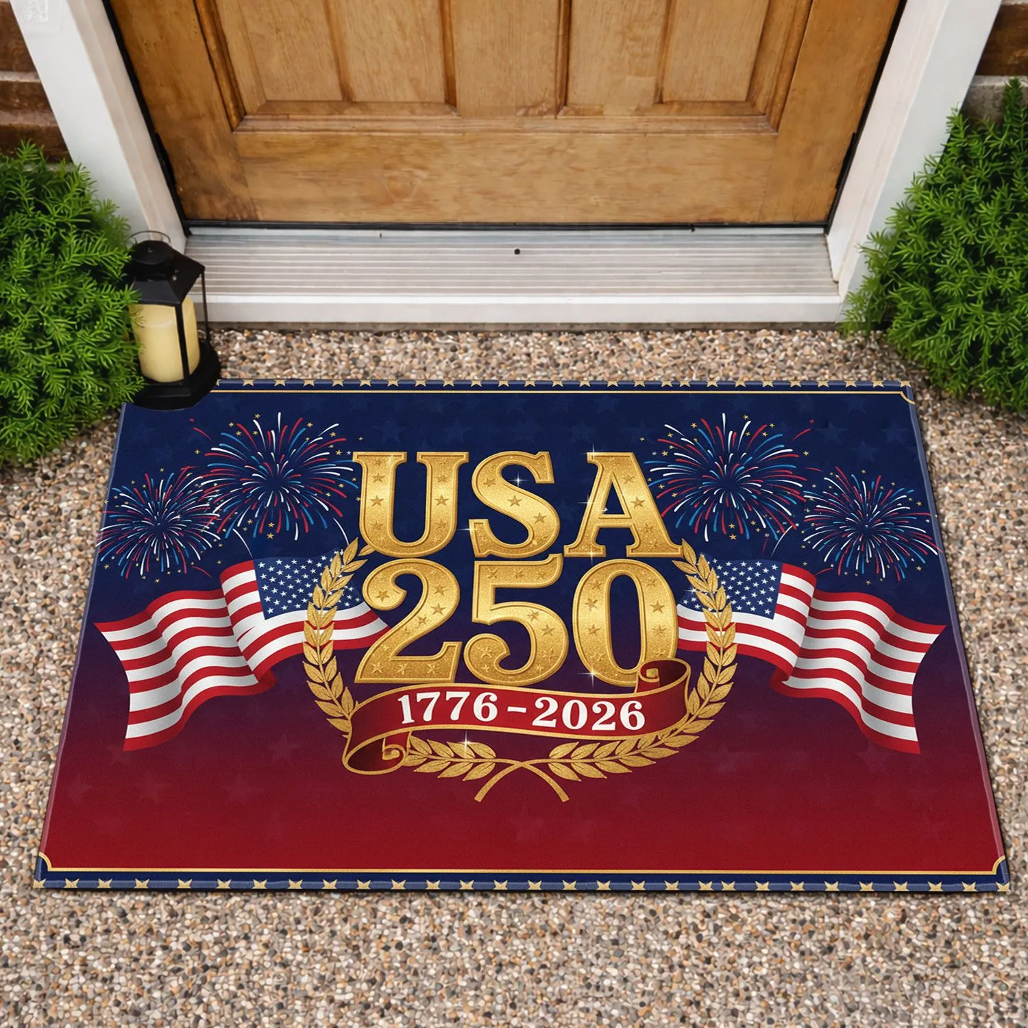 USA 250 Emblem American Flag 1776-2026 - 250th Anniversary Independence Day Gift Doormat - 1