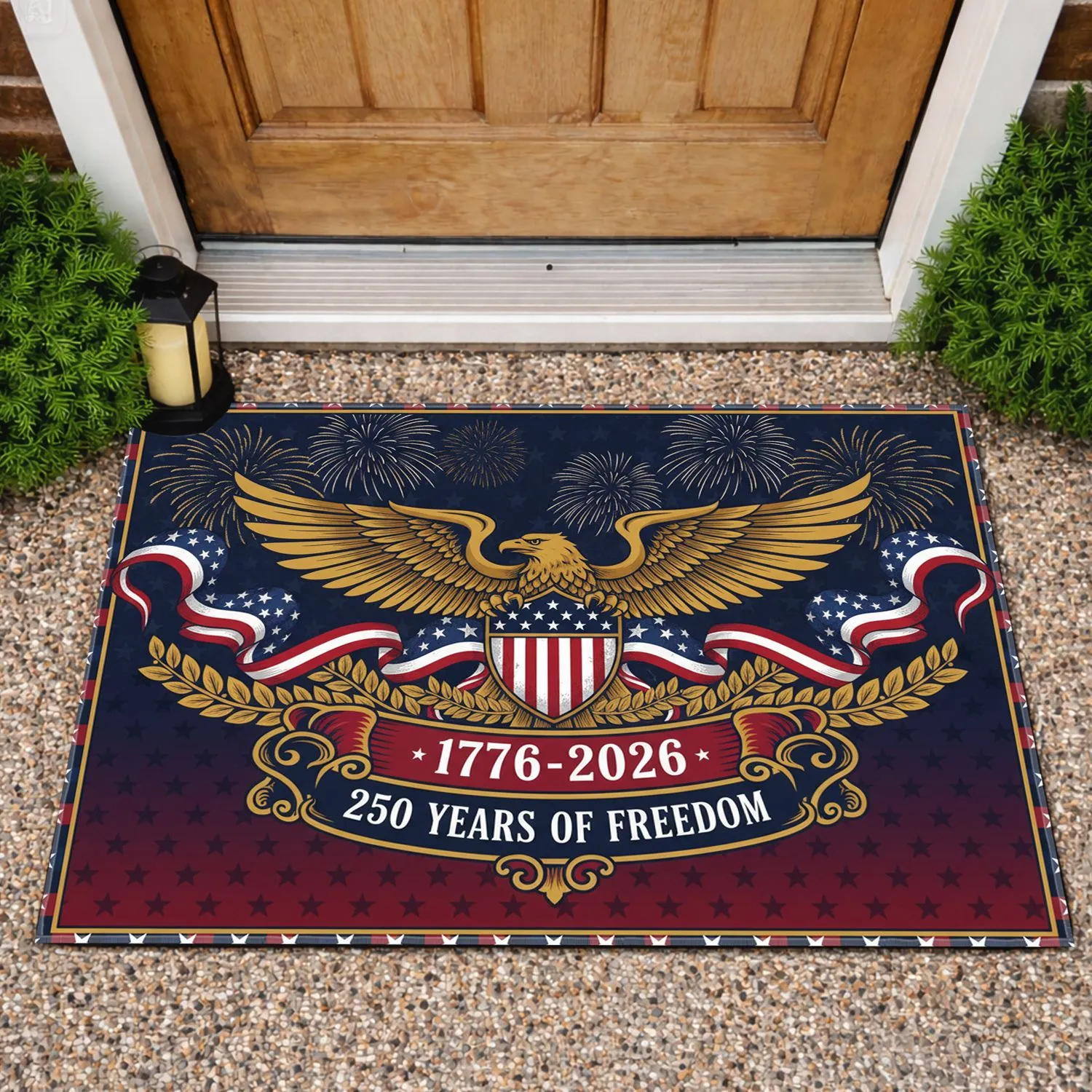 Bald Eagle American Flag 1776-2026 - USA 250th Anniversary Freedom Celebration Doormat - 1
