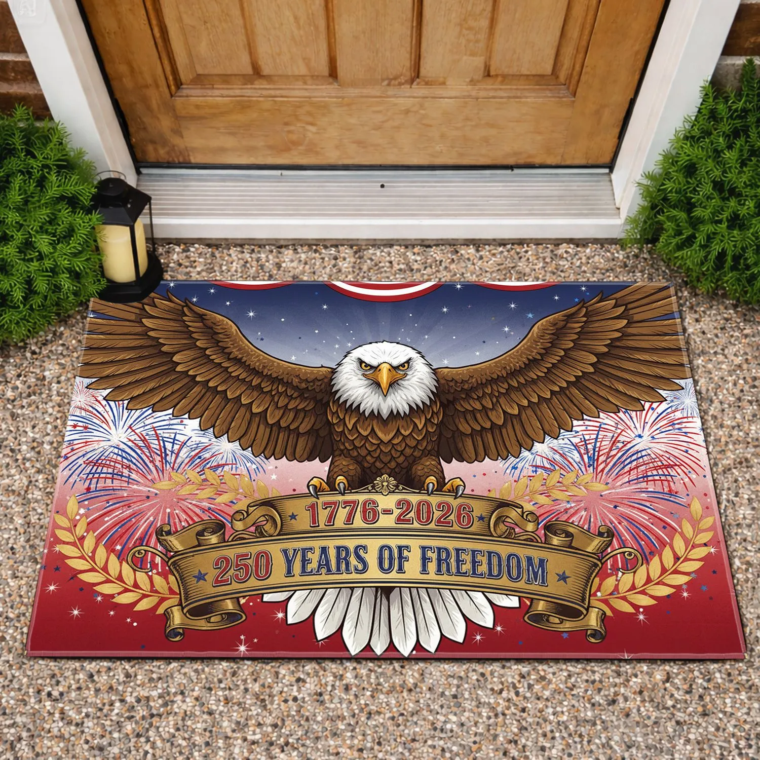 Bald Eagle American Flag 1776-2026 - USA 250th Anniversary Patriotic Celebration Doormat - 1
