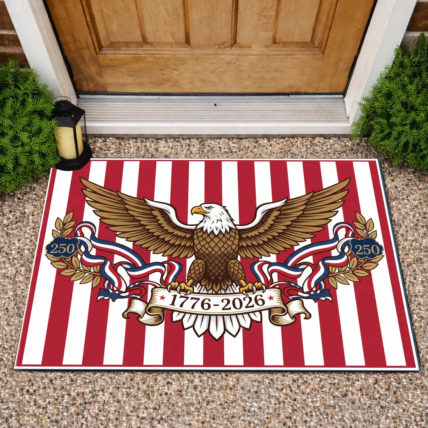 Bald Eagle American Flag 1776-2026 - USA 250th Anniversary Patriotic Gift for Veterans Doormat - 1