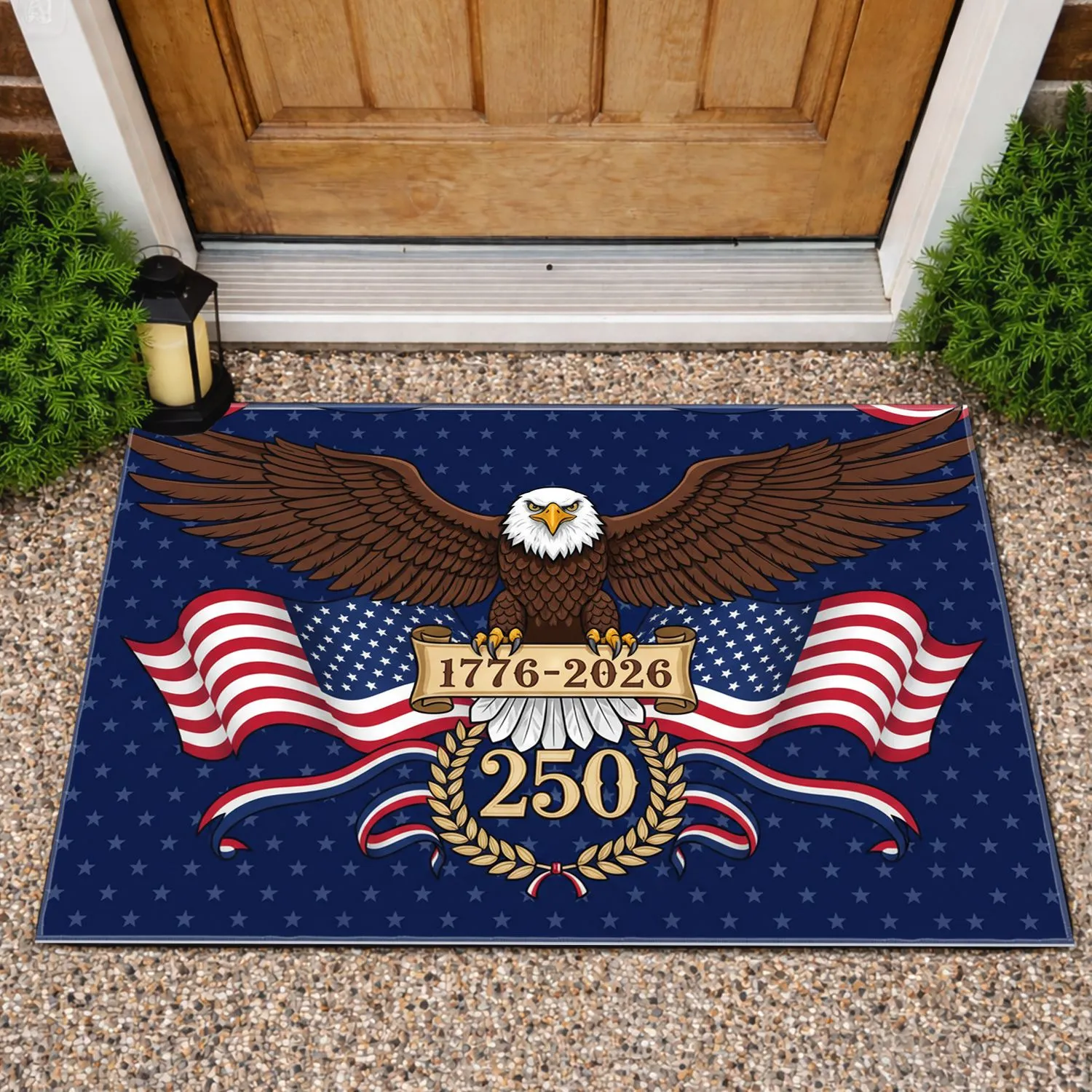 Bald Eagle American Flag 1776-2026 - USA 250th Anniversary Patriotic Gift for Veterans Doormat - 1