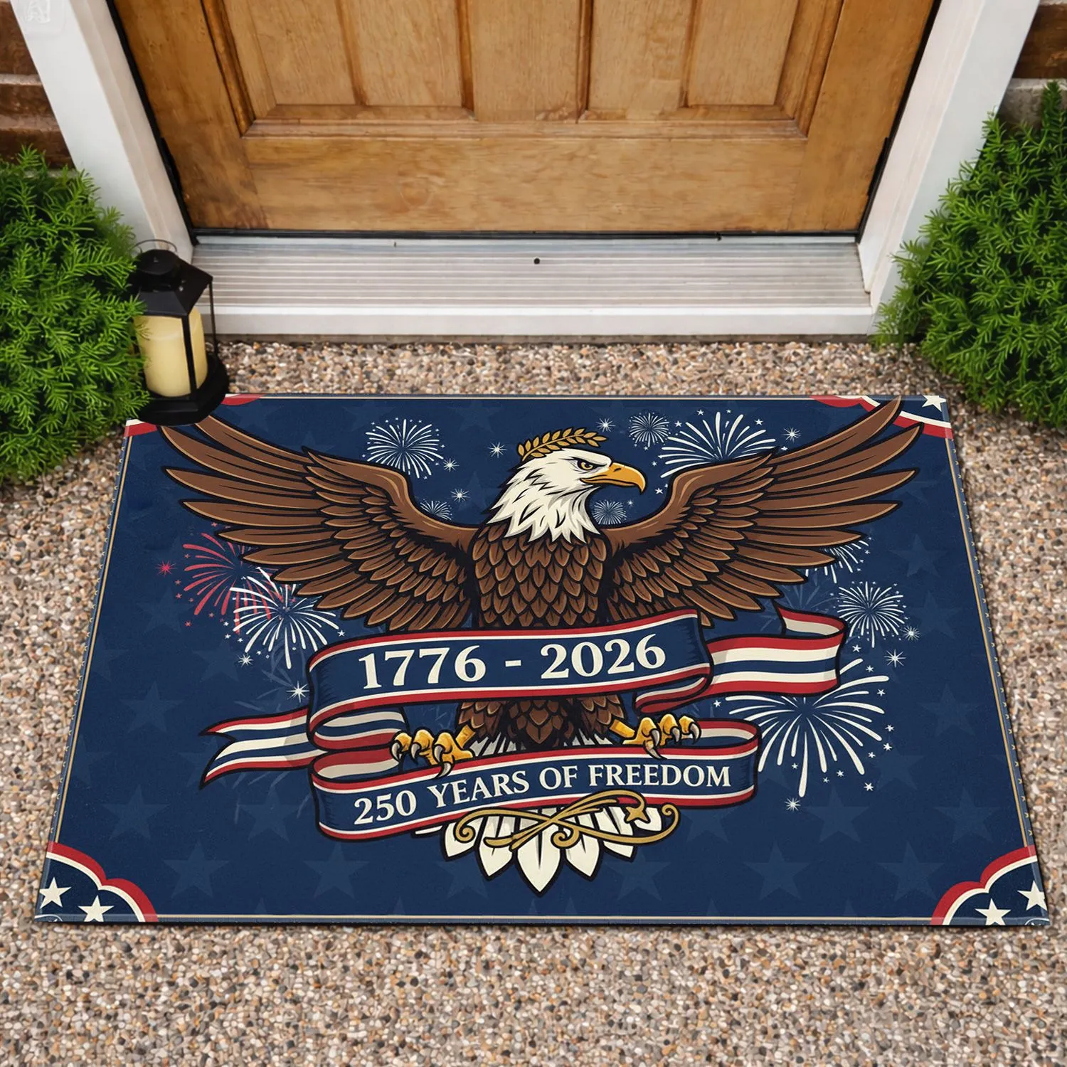 Bald Eagle American Flag 1776-2026 - USA 250th Anniversary Patriotic Gift for Veterans Doormat - 1