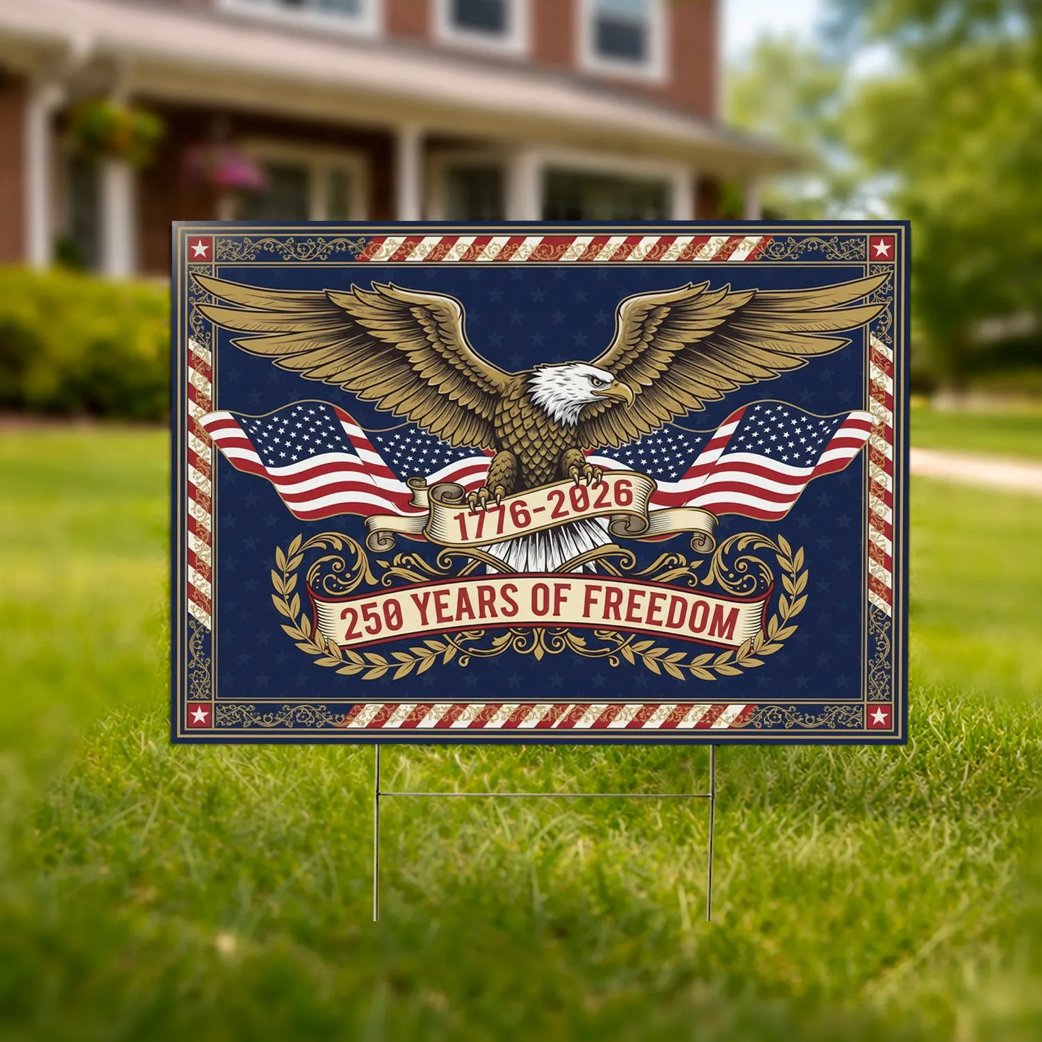 Bald Eagle American Flag 1776-2026 - USA 250th Anniversary Patriotic Outdoor Display Yard Sign - 1