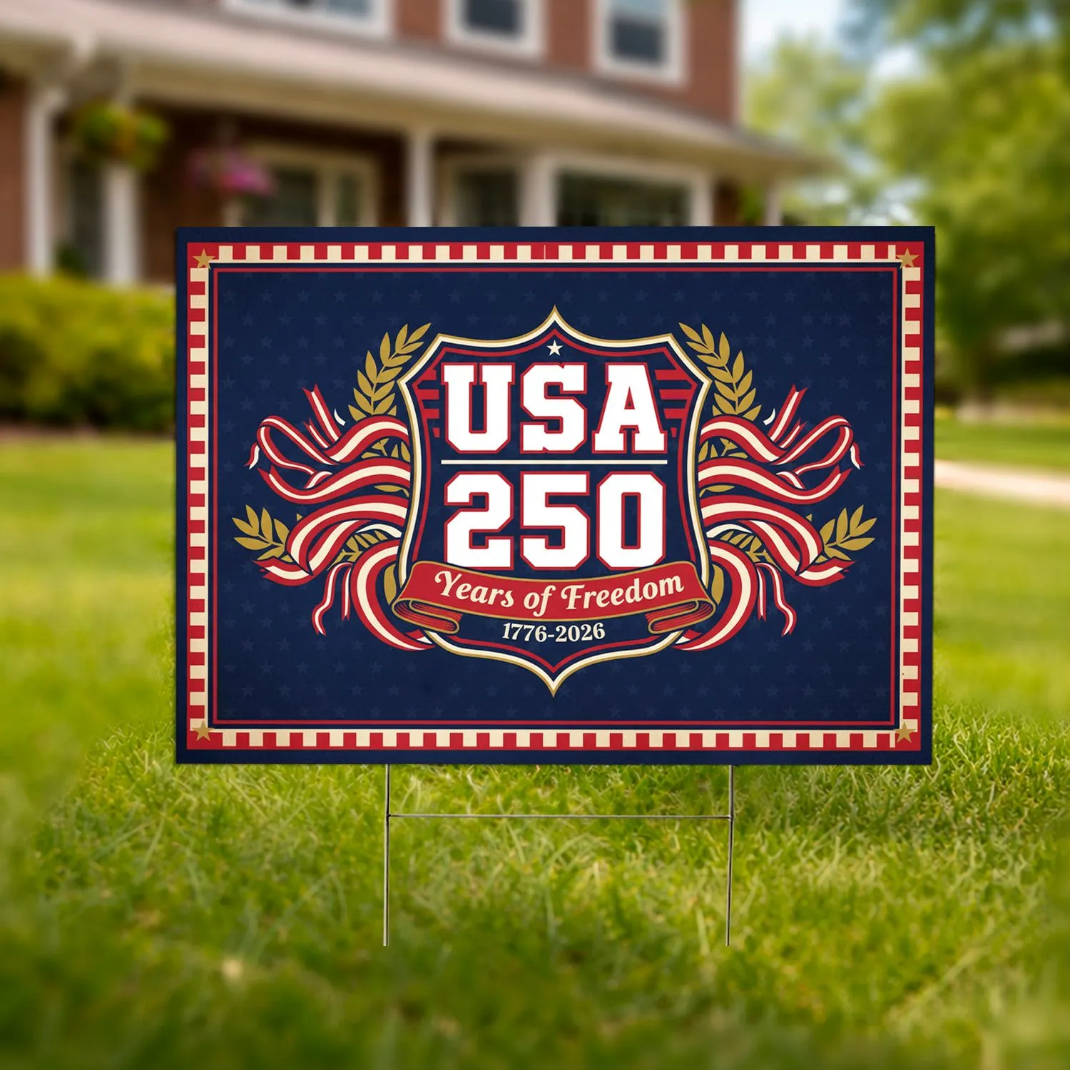 USA 250 Years of Freedom 1776-2026 Patriotic Shield - Anniversary Gift for Veterans Yard Sign - 1