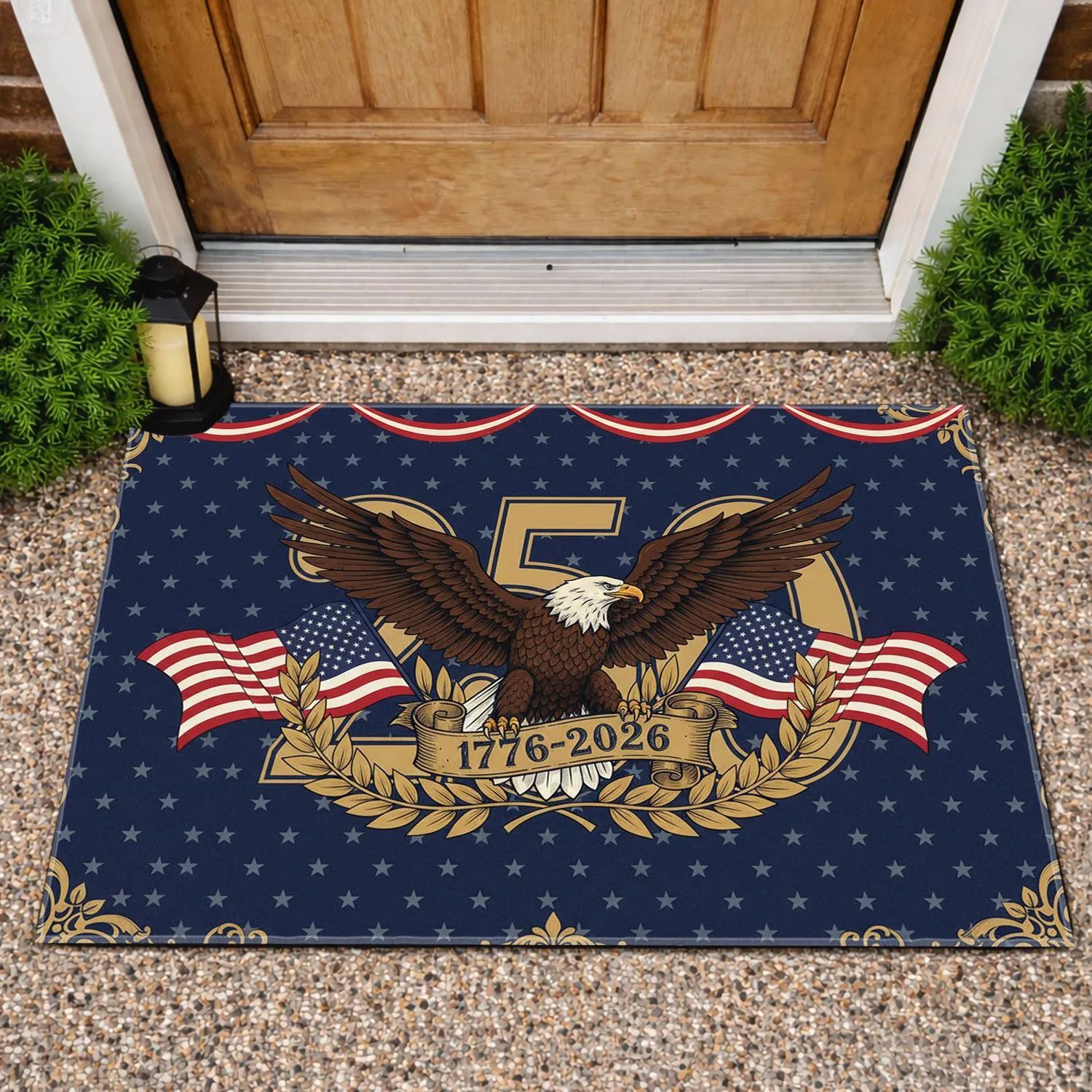 Bald Eagle American Flag 1776-2026 - USA 250th Anniversary Independence Day Gift for Veterans Doormat - 1