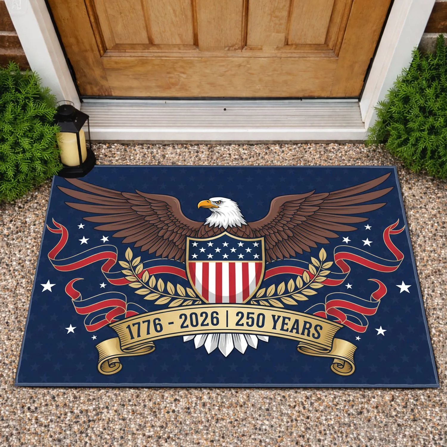 Bald Eagle American Flag 1776-2026 - USA 250th Anniversary Patriotic Gift for Veterans Doormat - 1