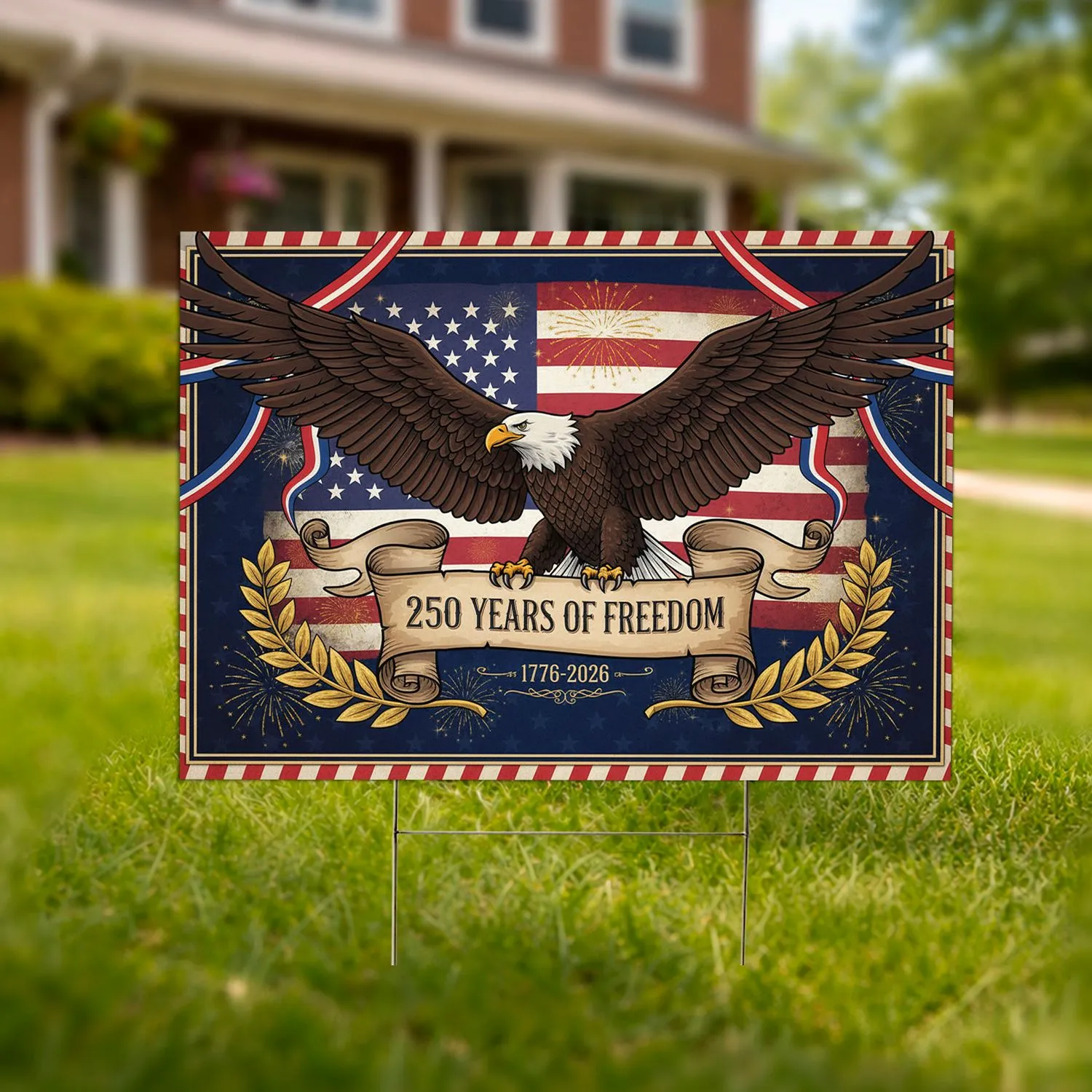 Bald Eagle American Flag 1776-2026 - USA 250th Anniversary Freedom Celebration Yard Sign - 1