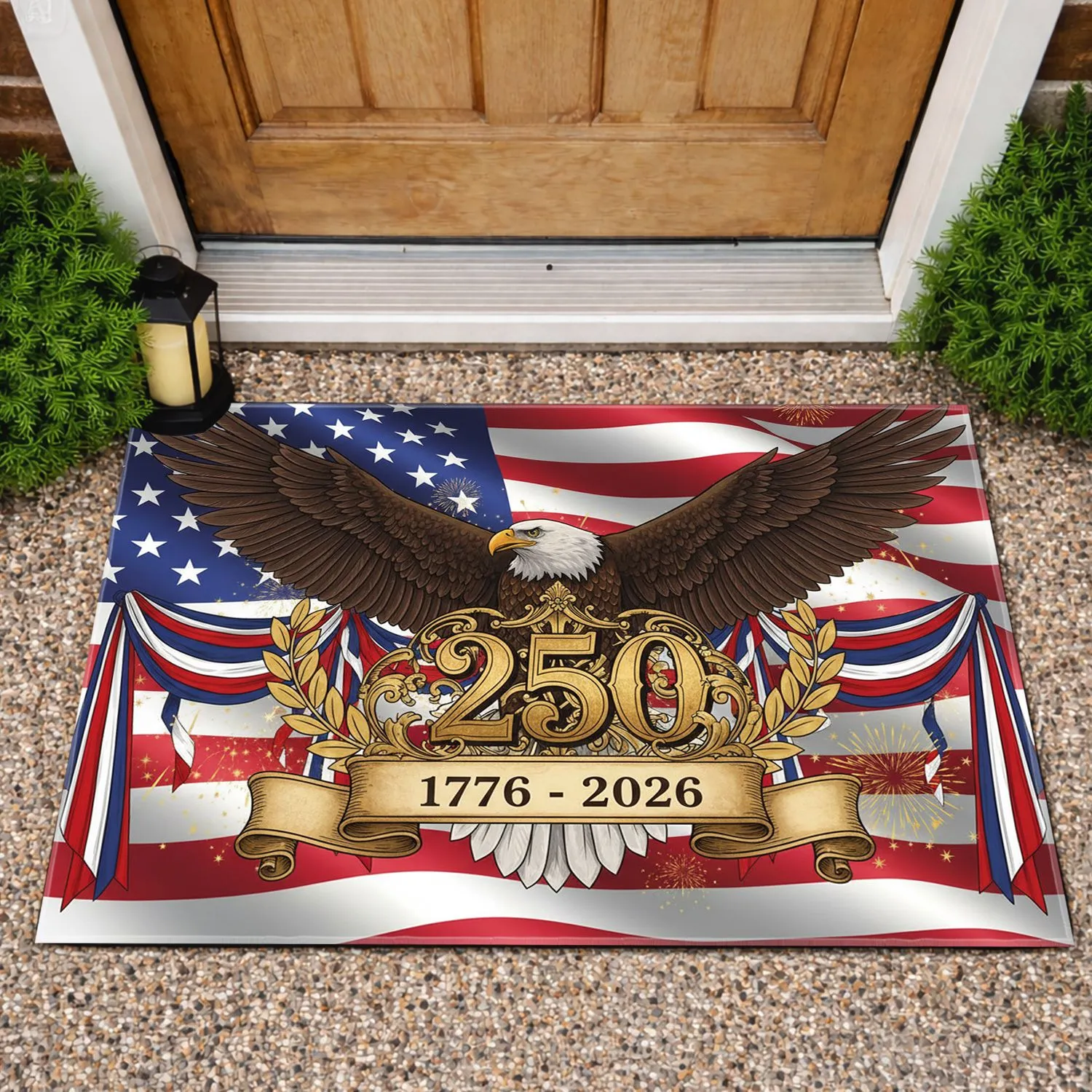 Bald Eagle American Flag 1776-2026 - USA 250th Anniversary Patriotic Gift for Veterans Doormat - 1