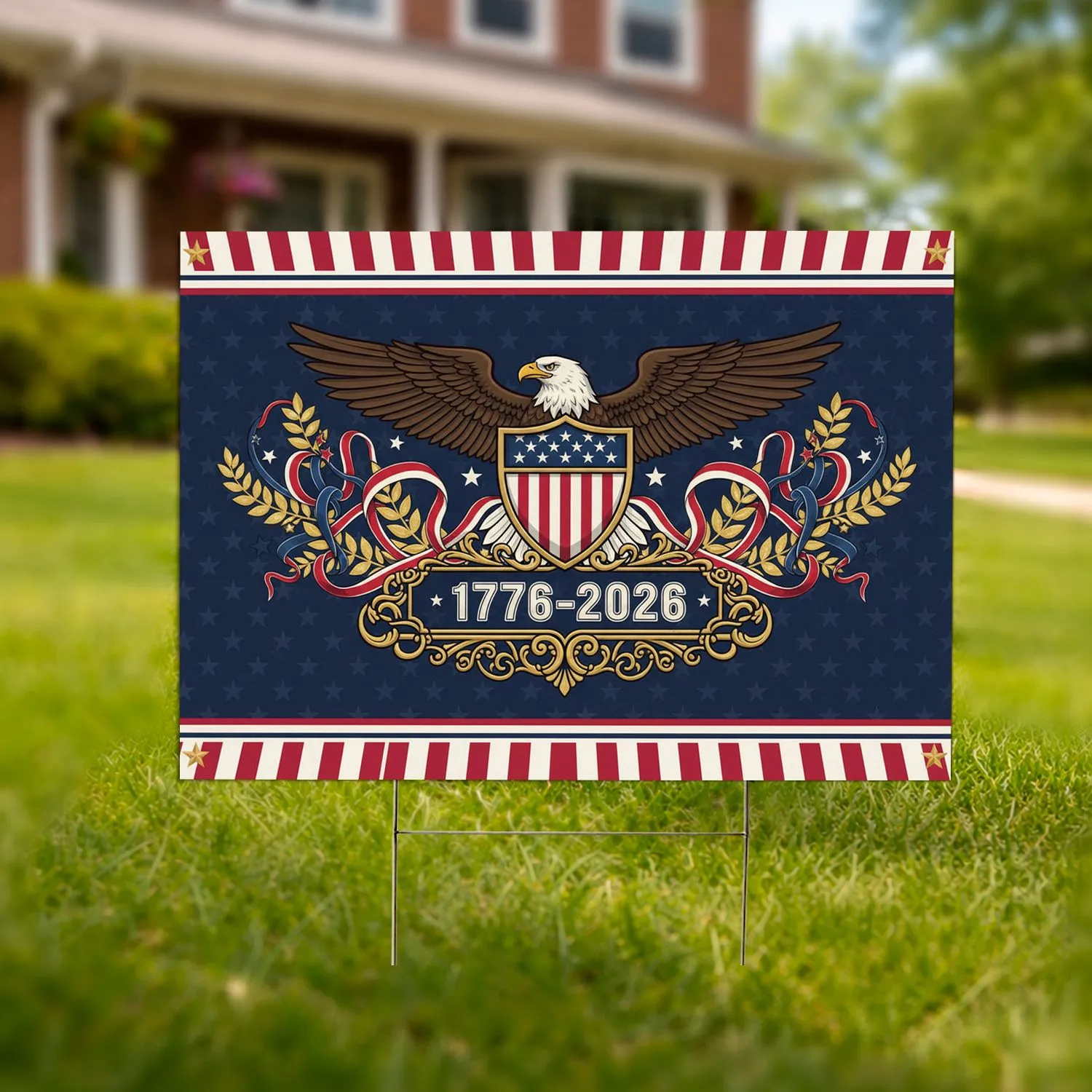Bald Eagle American Flag 1776-2026 - USA 250th Anniversary Independence Day Gift for Veterans Yard Sign - 1