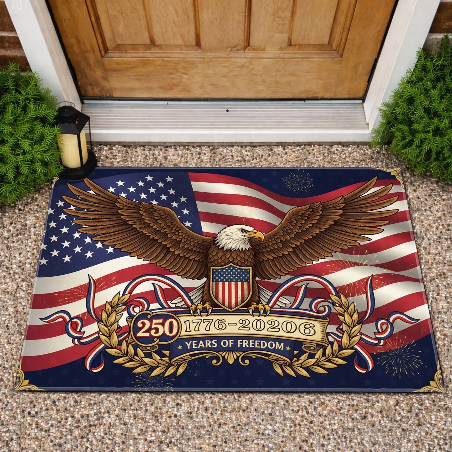 Bald Eagle American Flag 1776-2026 - USA 250th Anniversary Independence Day Gift for Dad Doormat - 1