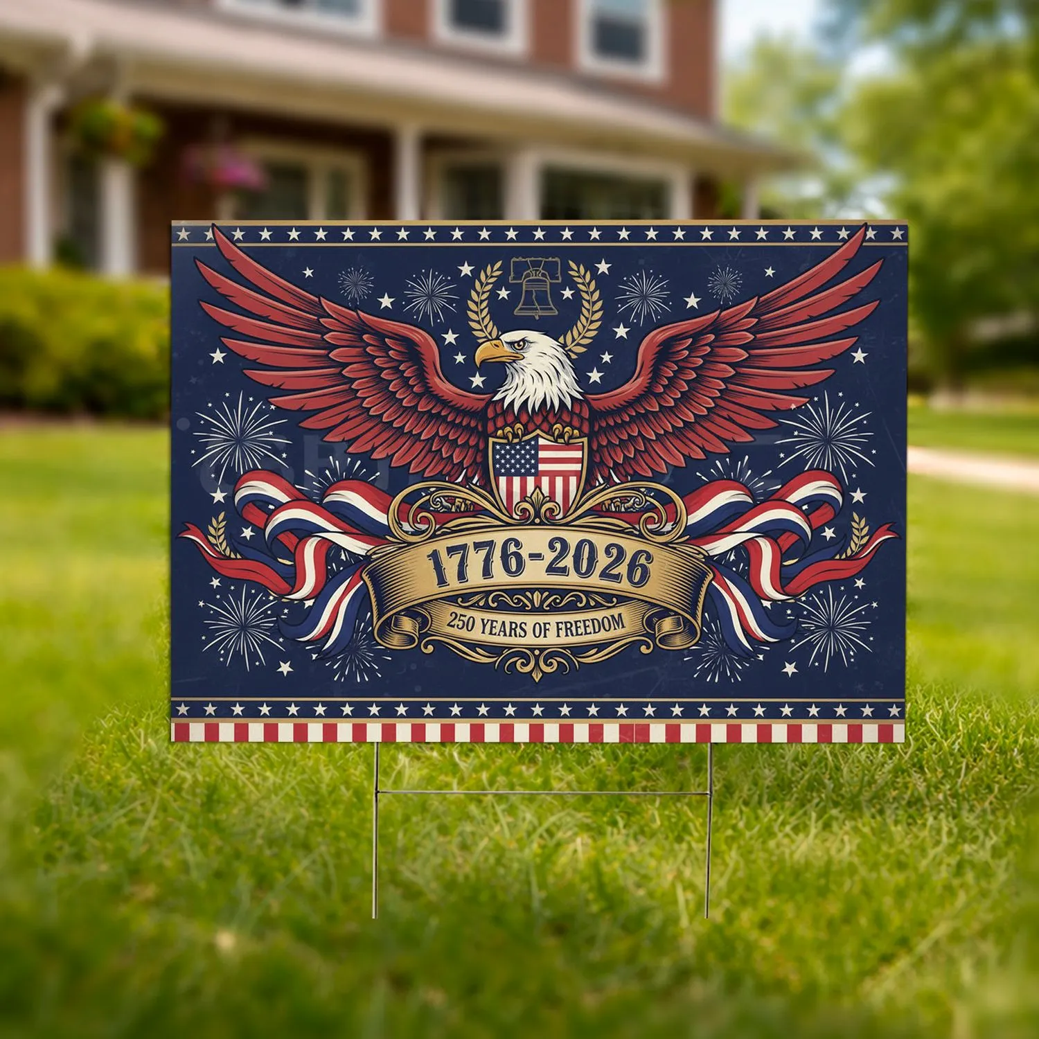Bald Eagle American Flag 1776-2026 - USA 250th Anniversary Independence Day for Veterans Yard Sign - 1
