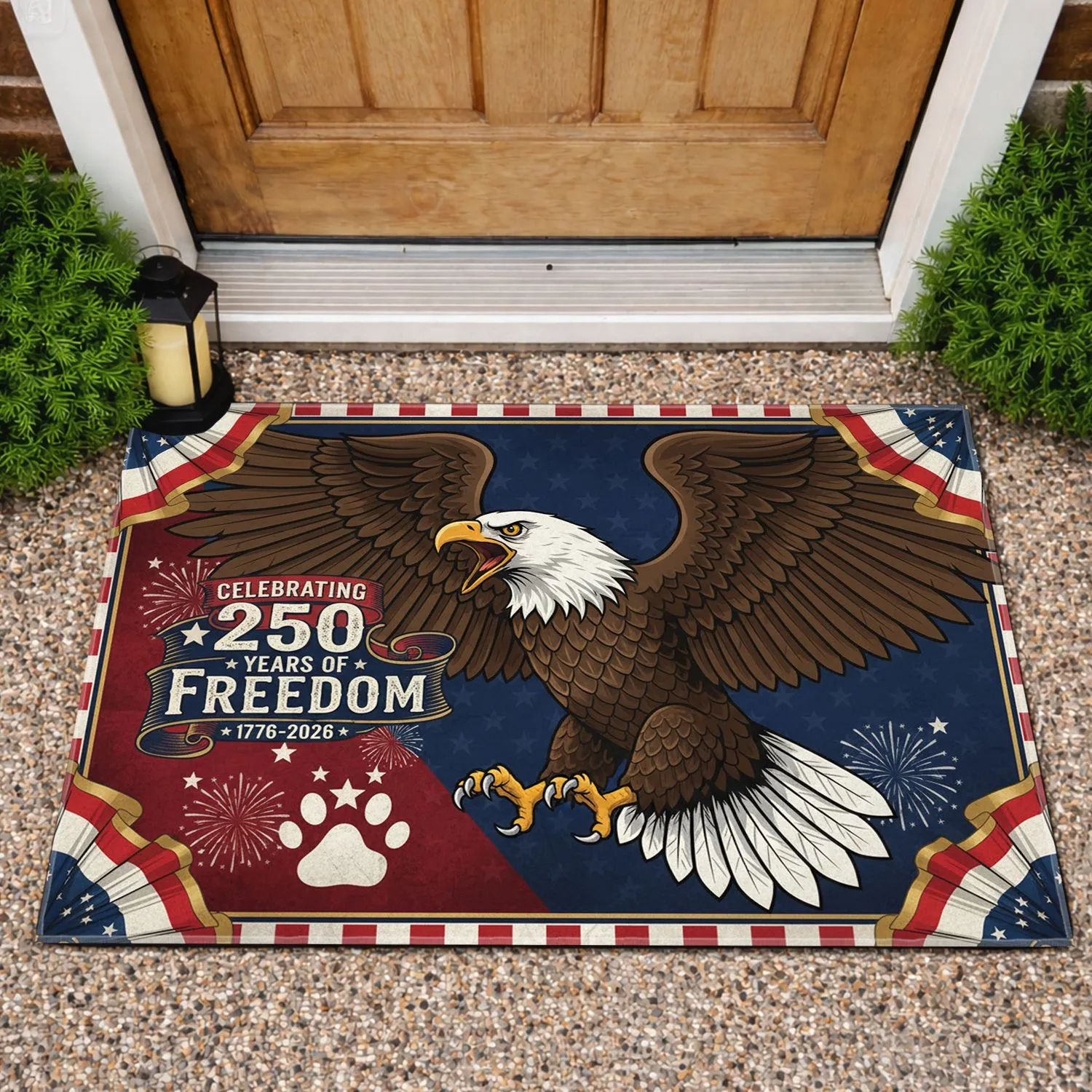 Bald Eagle American Flag 1776-2026 - USA 250th Anniversary Independence Day for Veterans Doormat - 1