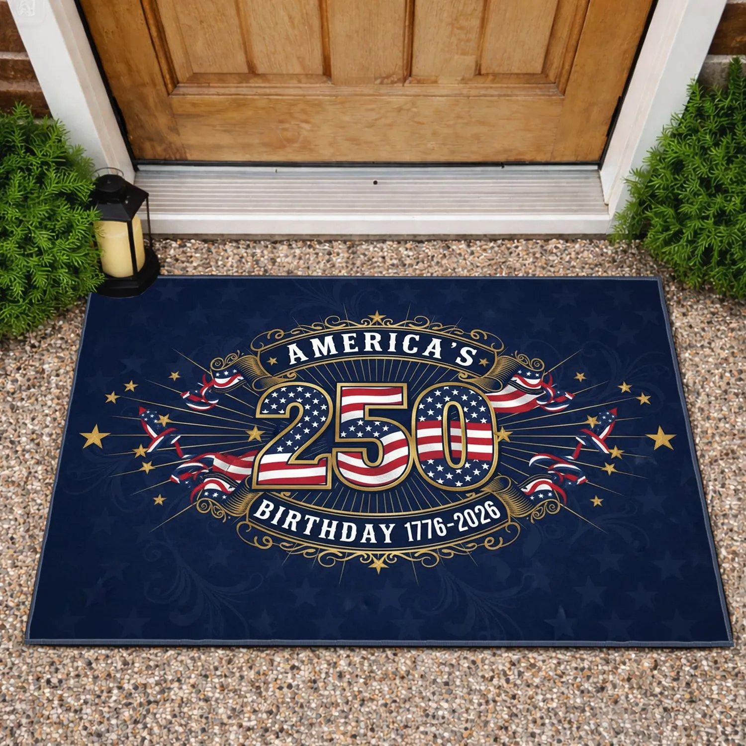 America's 250th Birthday Flag 1776-2026 - Patriotic Stars Stripes Celebration Emblem Doormat - 1