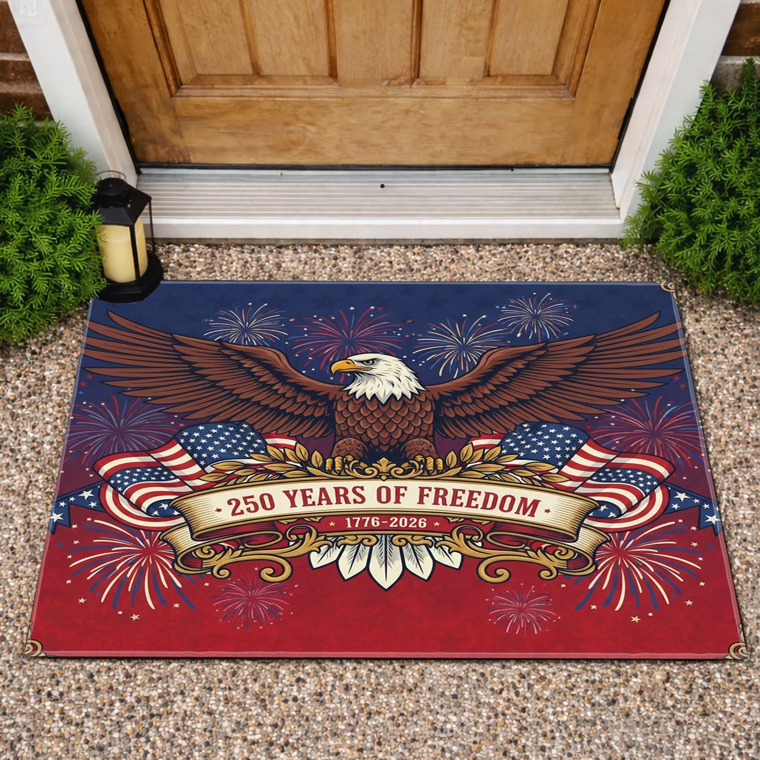 Bald Eagle American Flag 1776-2026 - USA 250th Anniversary Independence Day Gift Doormat - 1