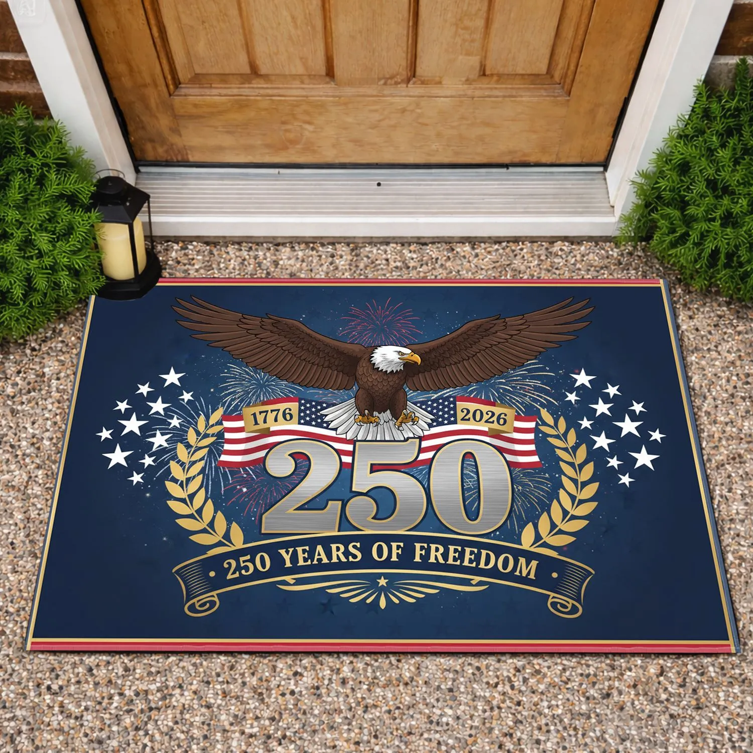 Bald Eagle American Flag 1776-2026 - USA 250th Anniversary Gift for Veterans Doormat - 1