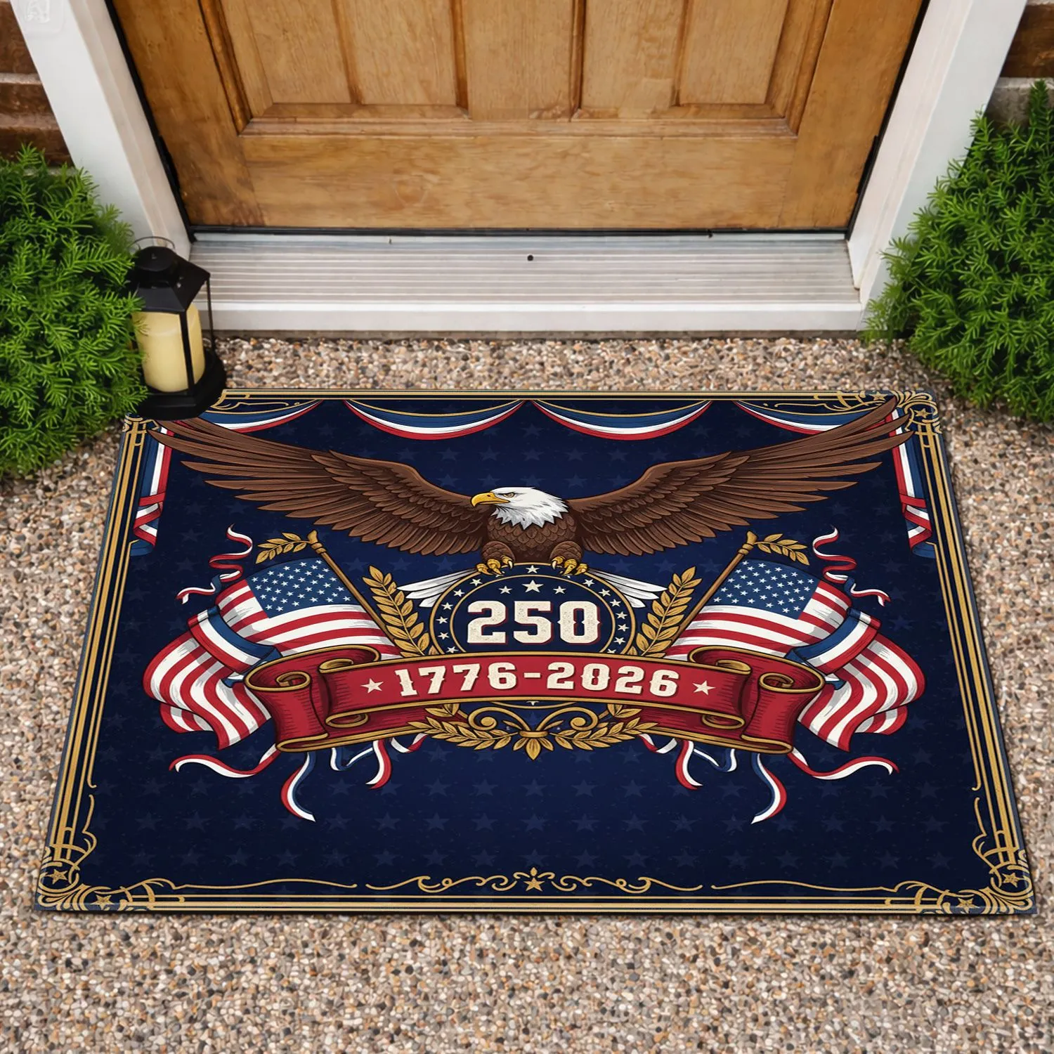 Bald Eagle American Flag 1776-2026 - USA 250th Anniversary Patriotic Gift for Veterans Doormat - 1