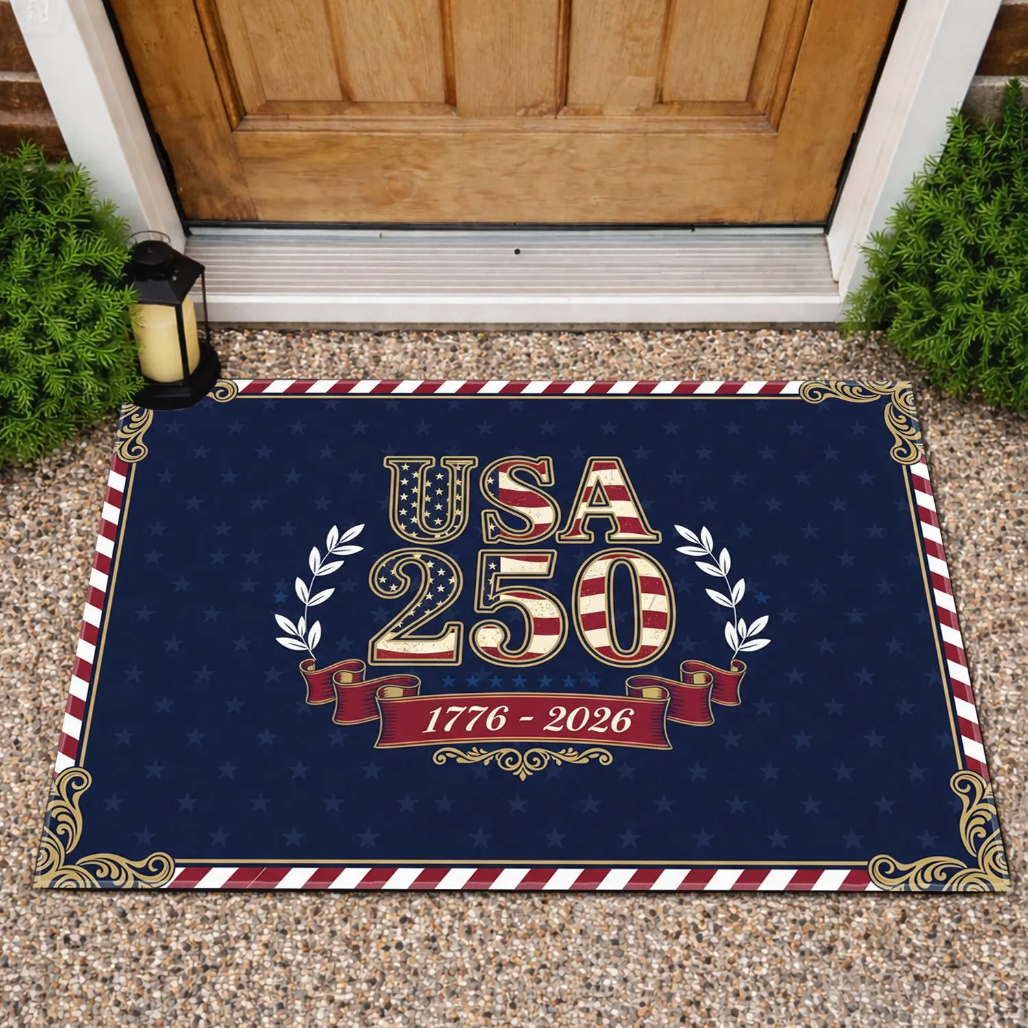 USA 250 Distressed American Flag 1776-2026 - National 250th Anniversary Tribute Doormat - 1