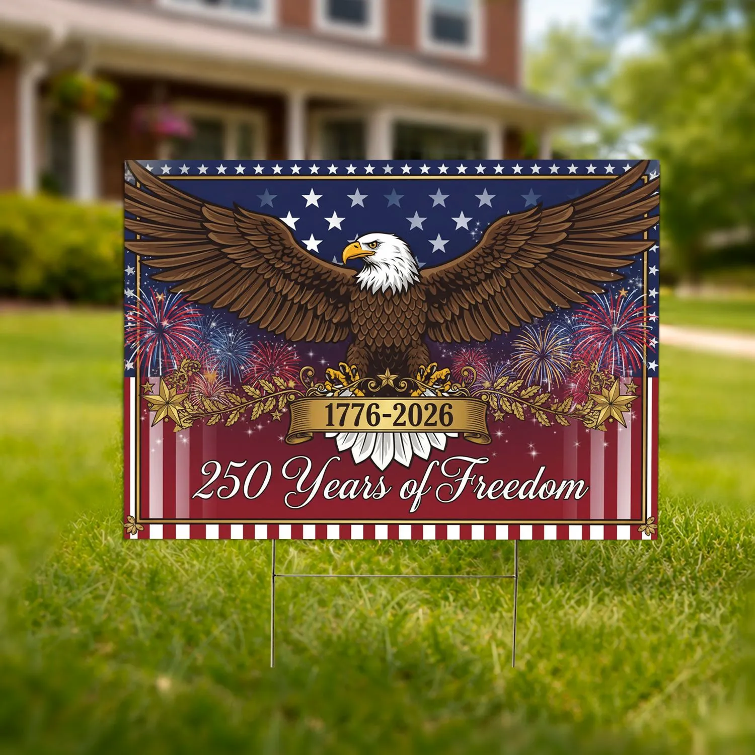 Bald Eagle American Flag 1776-2026 USA 250th Anniversary - Patriot Gift for Veterans Yard Sign - 1