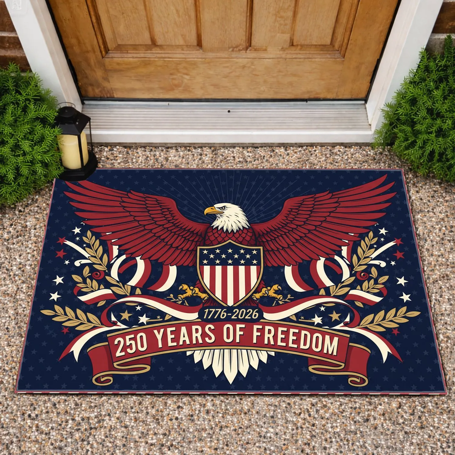 Bald Eagle American Flag 1776-2026 - Patriotic USA 250 Years of Freedom Anniversary Doormat - 1