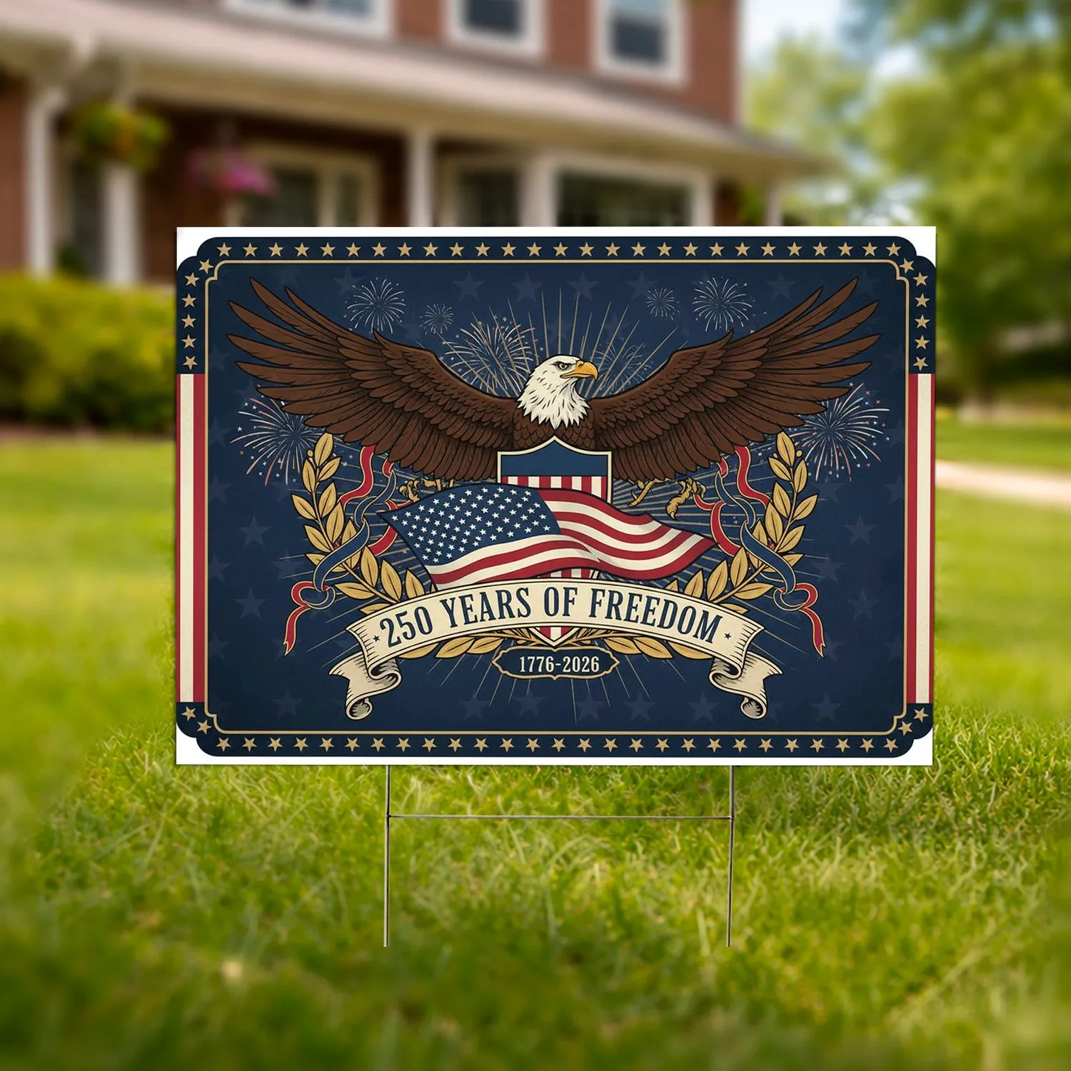 Bald Eagle American Flag 1776-2026 - USA 250th Anniversary Independence Day Gift for Dad Yard Sign - 1