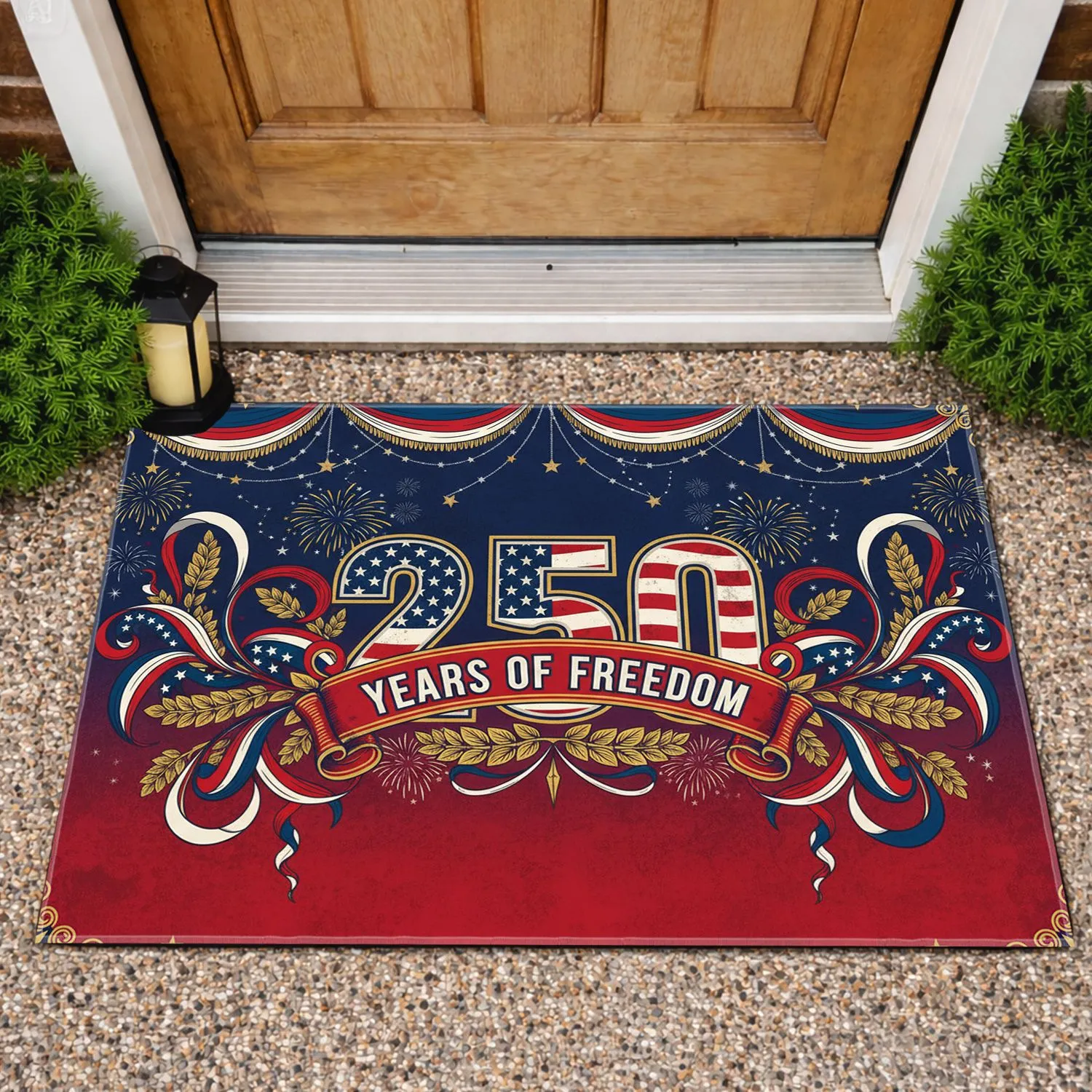250 Years of Freedom American Flag - USA 250th Anniversary Patriotic Heritage Tribute Doormat - 1