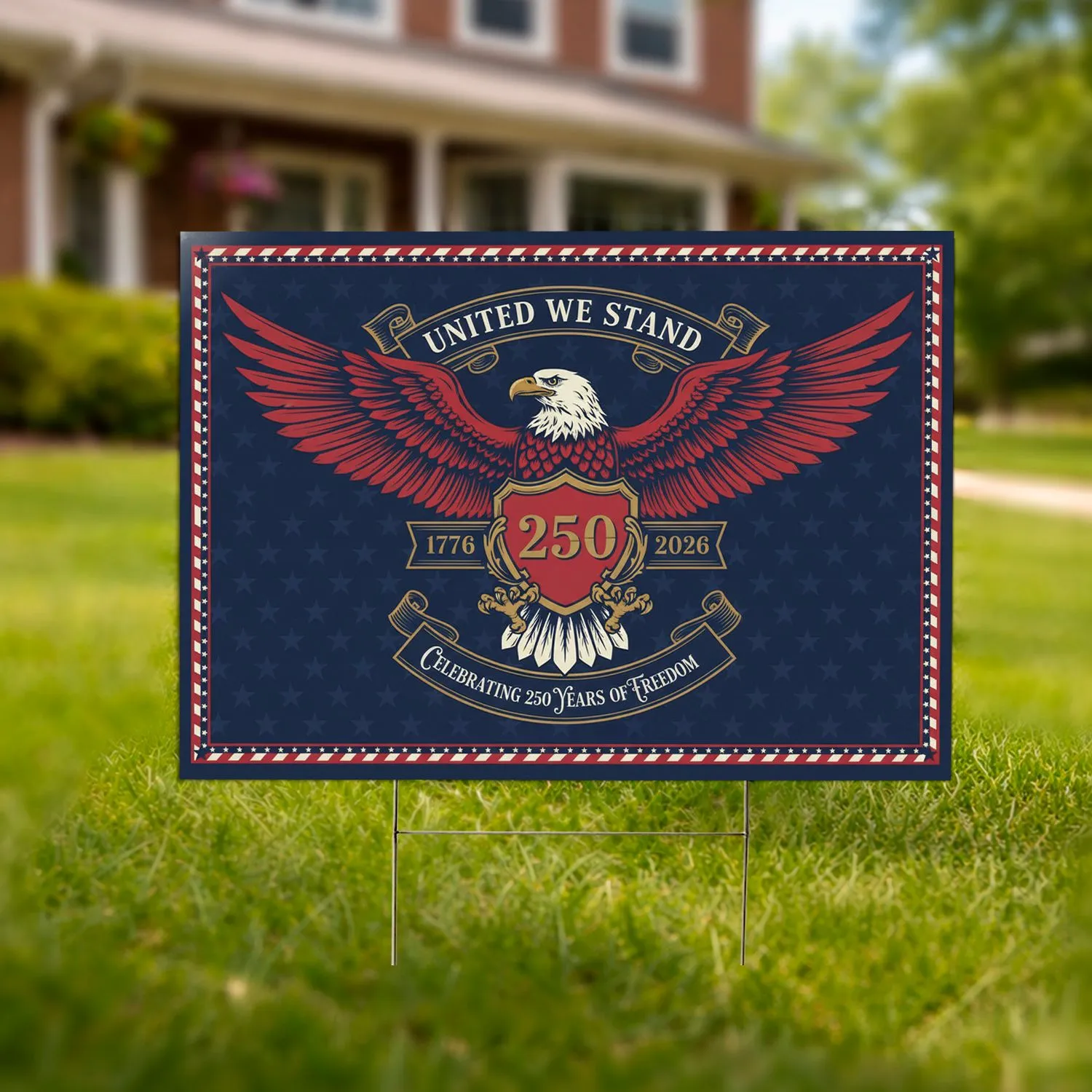 Bald Eagle American Flag 1776-2026 - USA 250th Anniversary United We Stand Design Yard Sign - 1