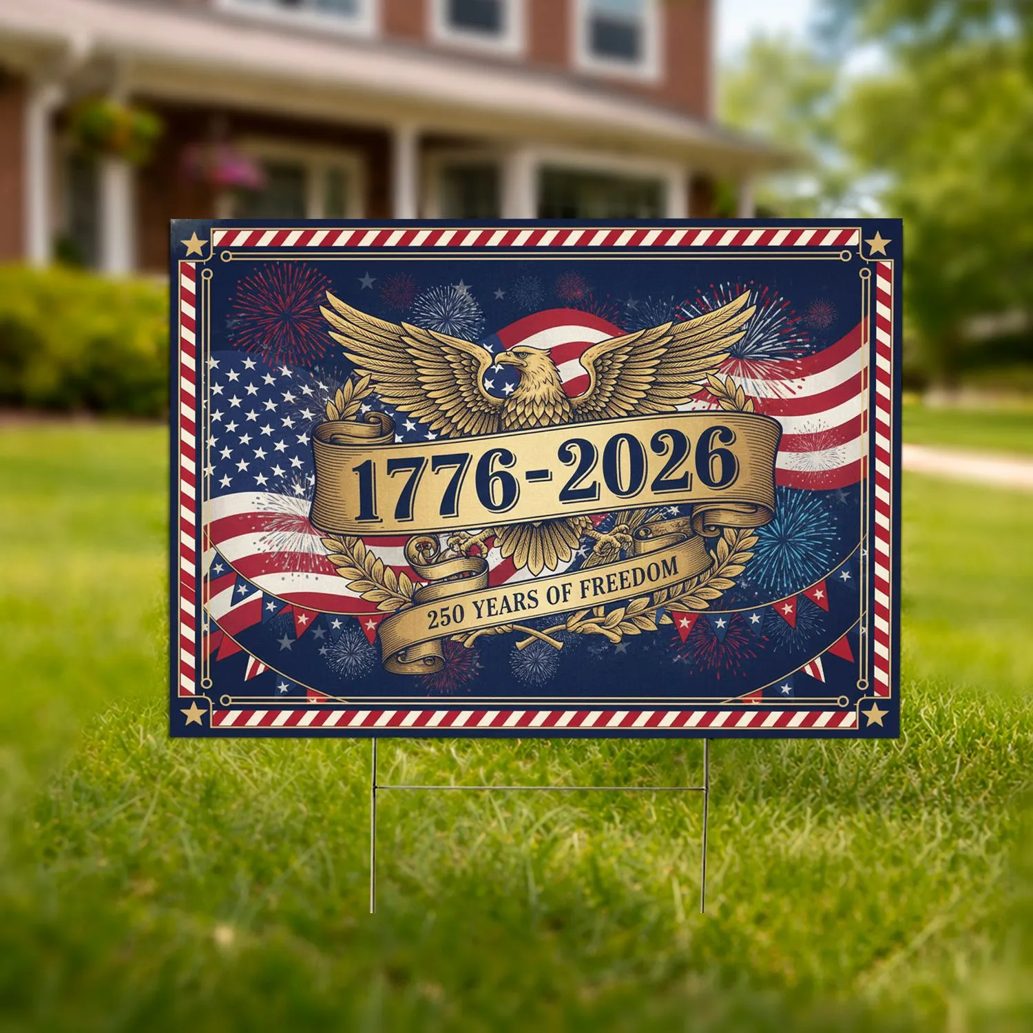 Bald Eagle American Flag 1776-2026 - USA 250th Anniversary Veterans Day Gift Yard Sign - 1