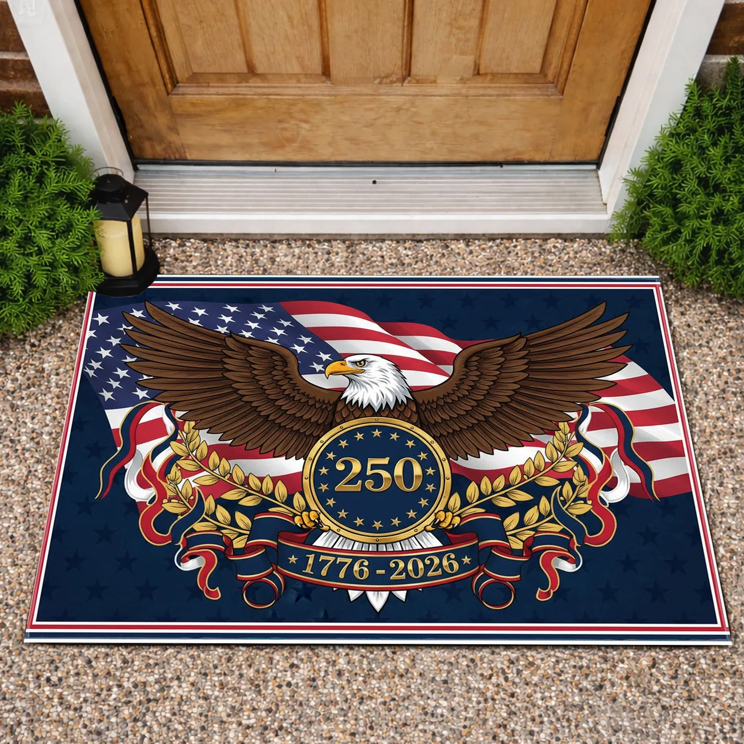 Bald Eagle American Flag 1776-2026 - USA 250th Anniversary Patriotic Home Display Doormat - 1