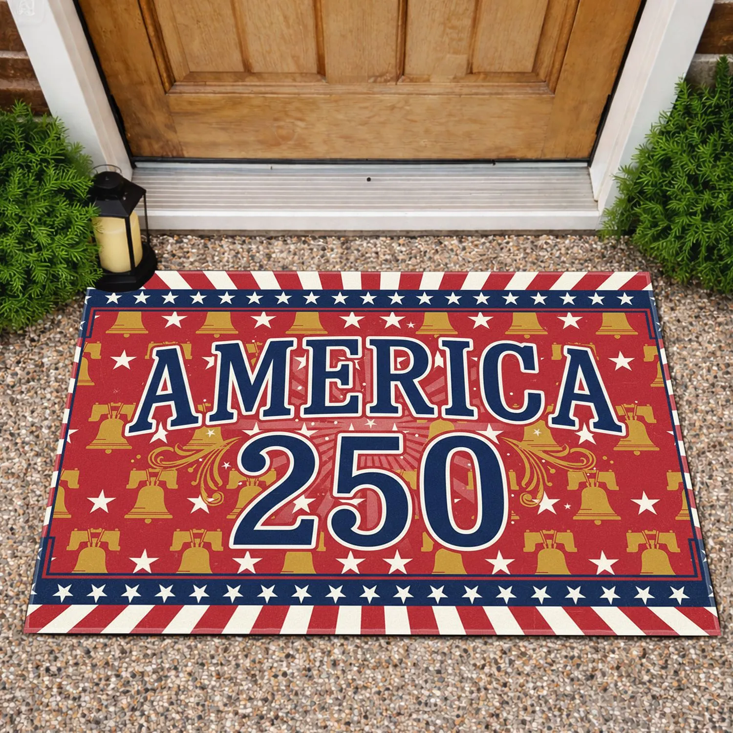 America 250 Patriotic Border Stars Liberty Bell - 250th Anniversary 1776-2026 Doormat - 1