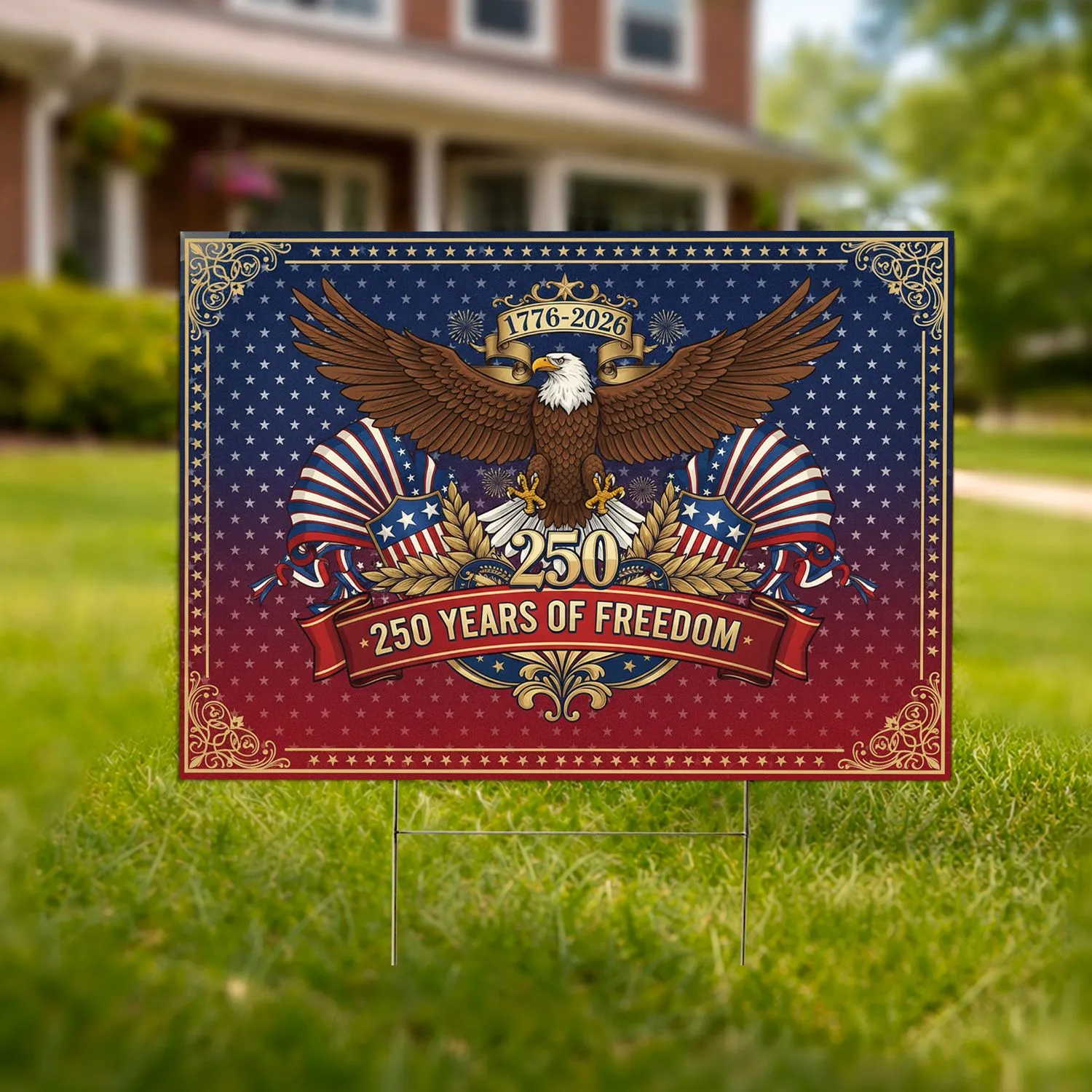Bald Eagle American Flag 1776-2026 - USA 250th Anniversary Gift for Veterans Yard Sign - 1