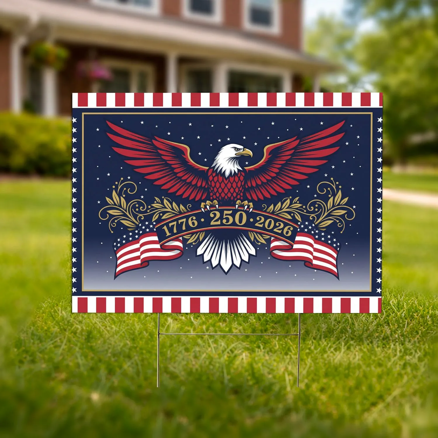Bald Eagle American Flag 1776-2026 - USA 250th Anniversary Independence Day Gift for Veterans Yard Sign - 1