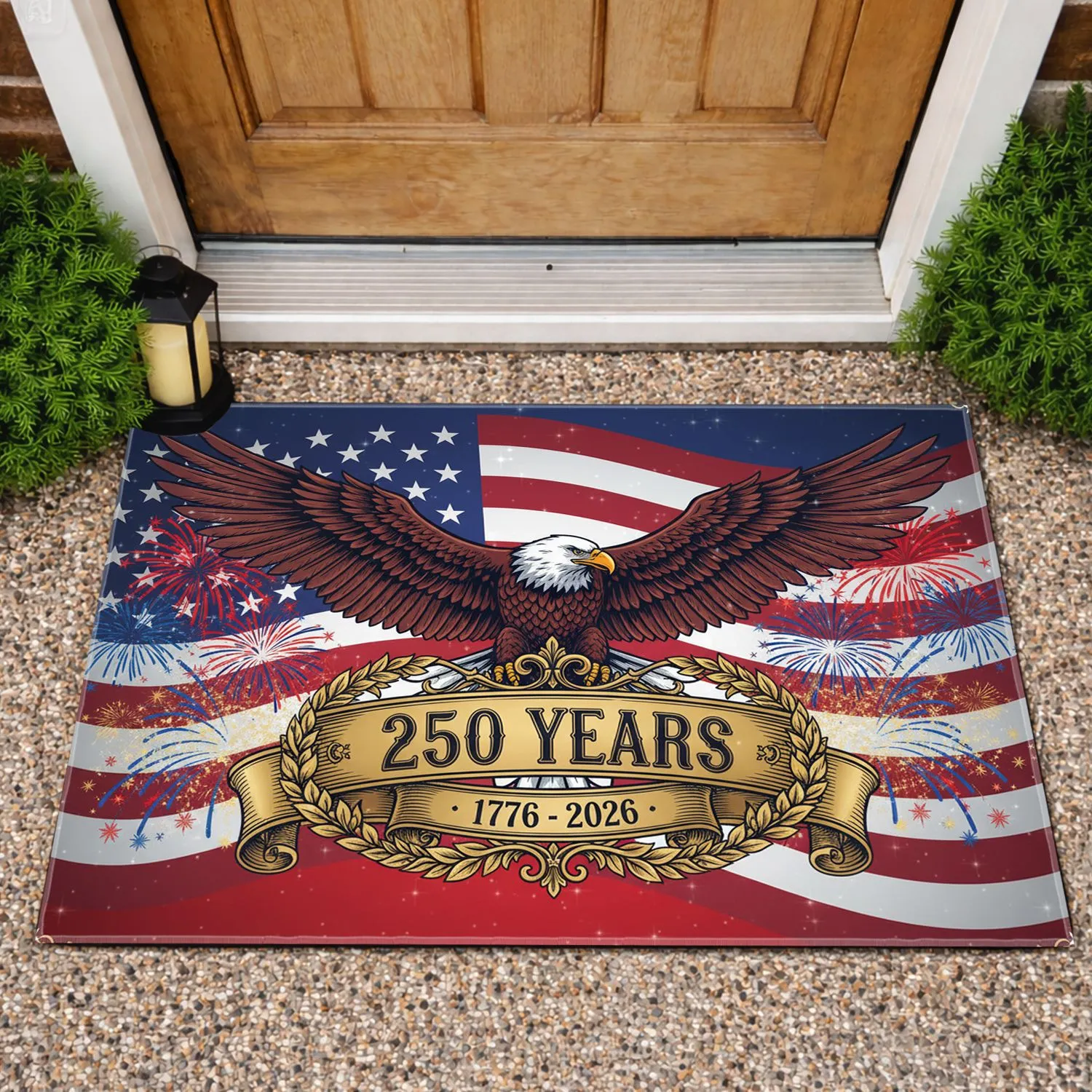Bald Eagle American Flag 1776-2026 - USA 250th Anniversary Independence Day Gift Doormat - 1