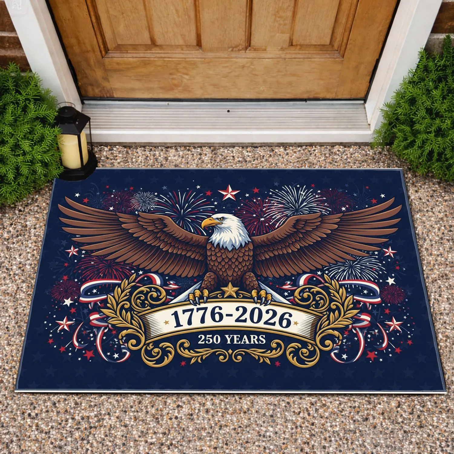 Bald Eagle 1776-2026 USA 250th Anniversary - Independence Day Patriotic Yard Art Doormat - 1