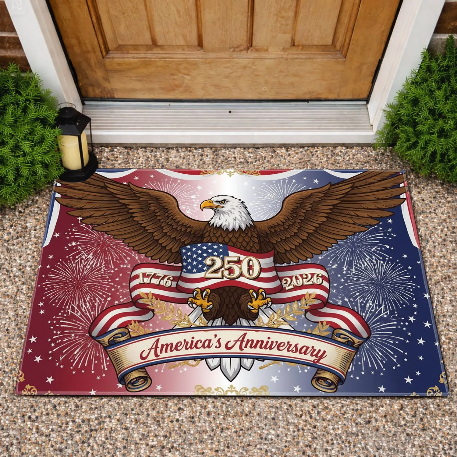 Bald Eagle American Flag 1776-2026 - USA 250th Anniversary Independence Day Doormat - 1