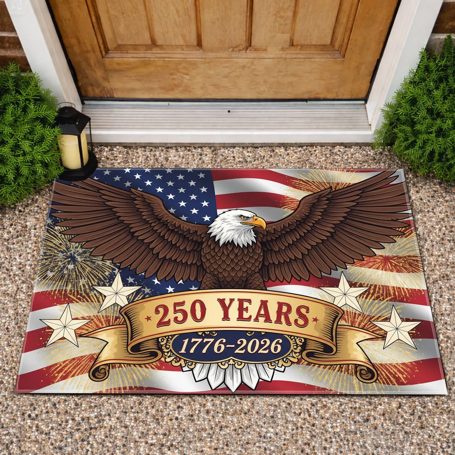 Bald Eagle American Flag 1776-2026 - USA 250th Anniversary Independence Day Doormat - 1