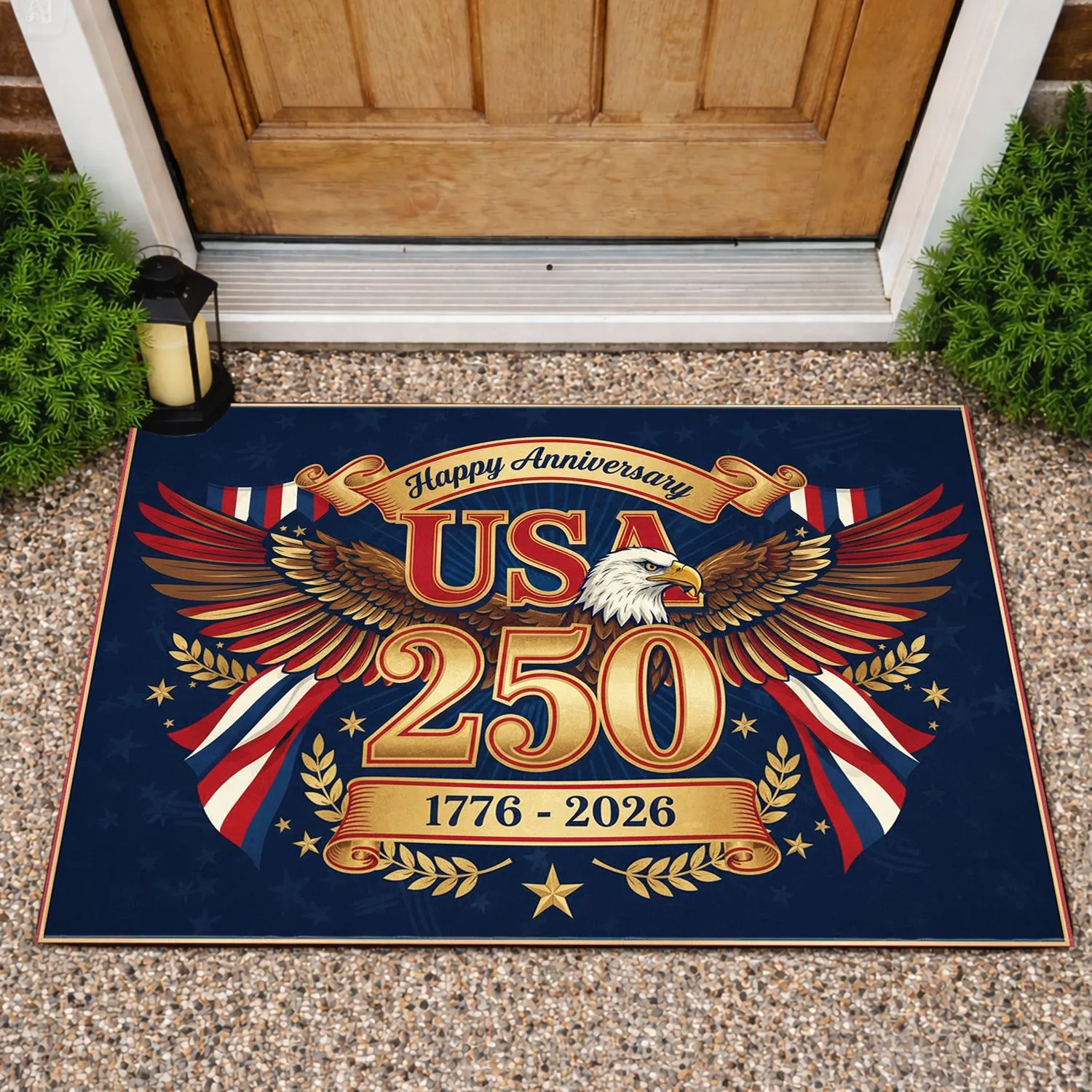 Bald Eagle USA 250 - 1776-2026 Anniversary Patriotic Independence Day Veterans Doormat - 1